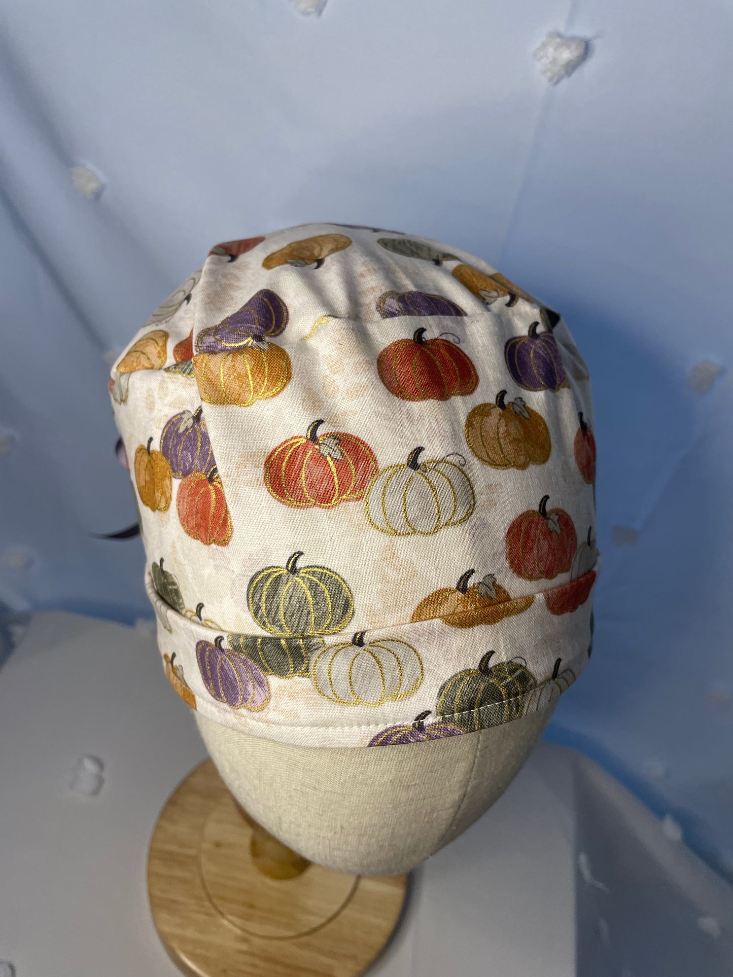 Metallic Pumpkins Scrub Cap - Satin Lining Available - Multiple Styles
