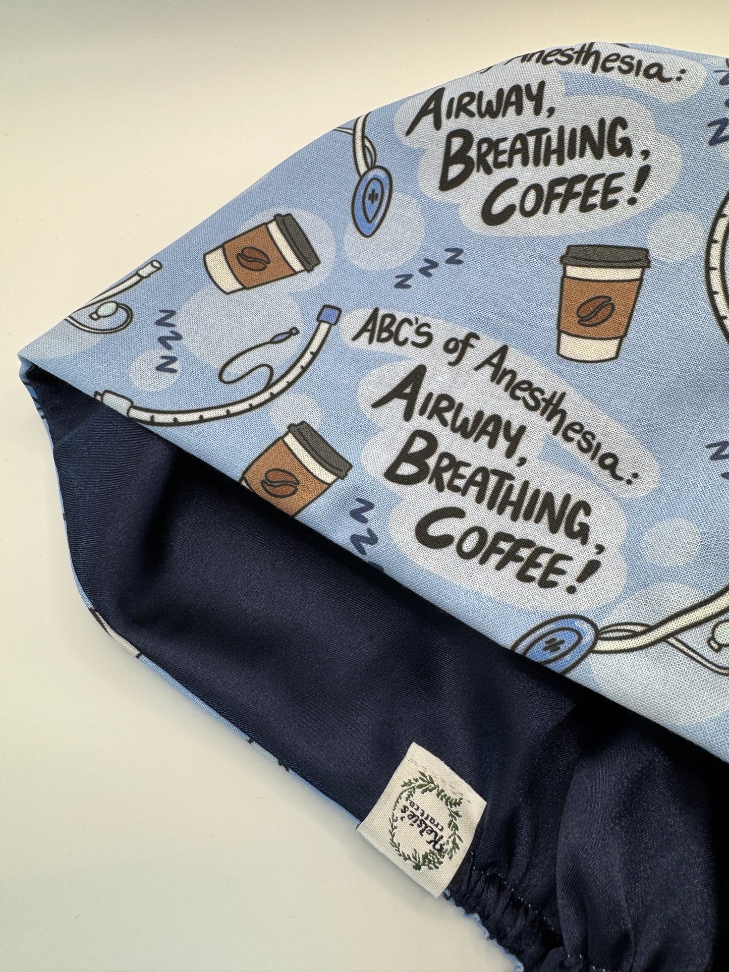 Anesthesia Airway Breathing Coffee (ABCs) Scrub Cap - Satin Lining Available -Multiple Styles