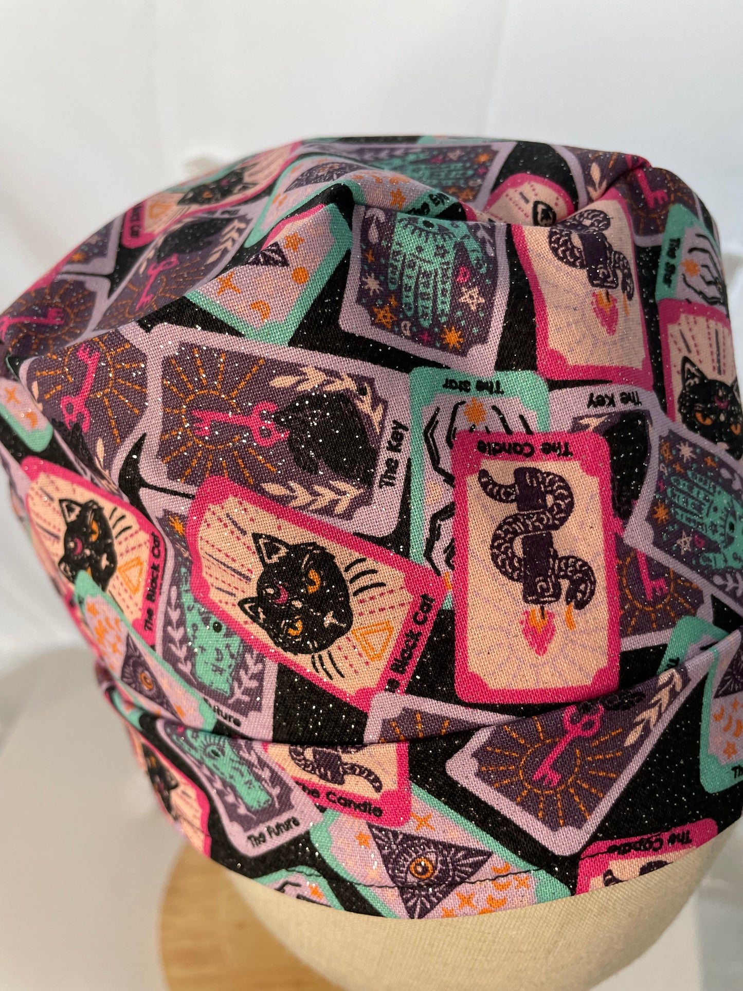*Glitter* Tarrot Cards Scrub Cap - Satin Lining Available - Multiple Styles