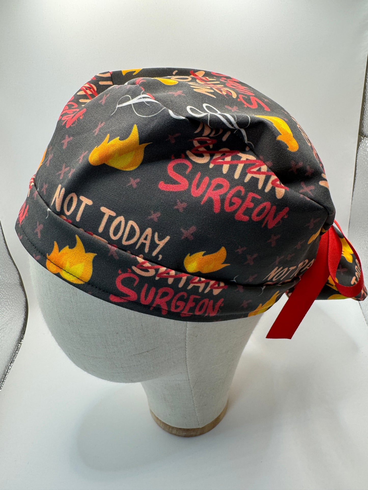 Not Today Satan/ Surgeon Scrub Cap - Satin Lining Available - Multiple Styles