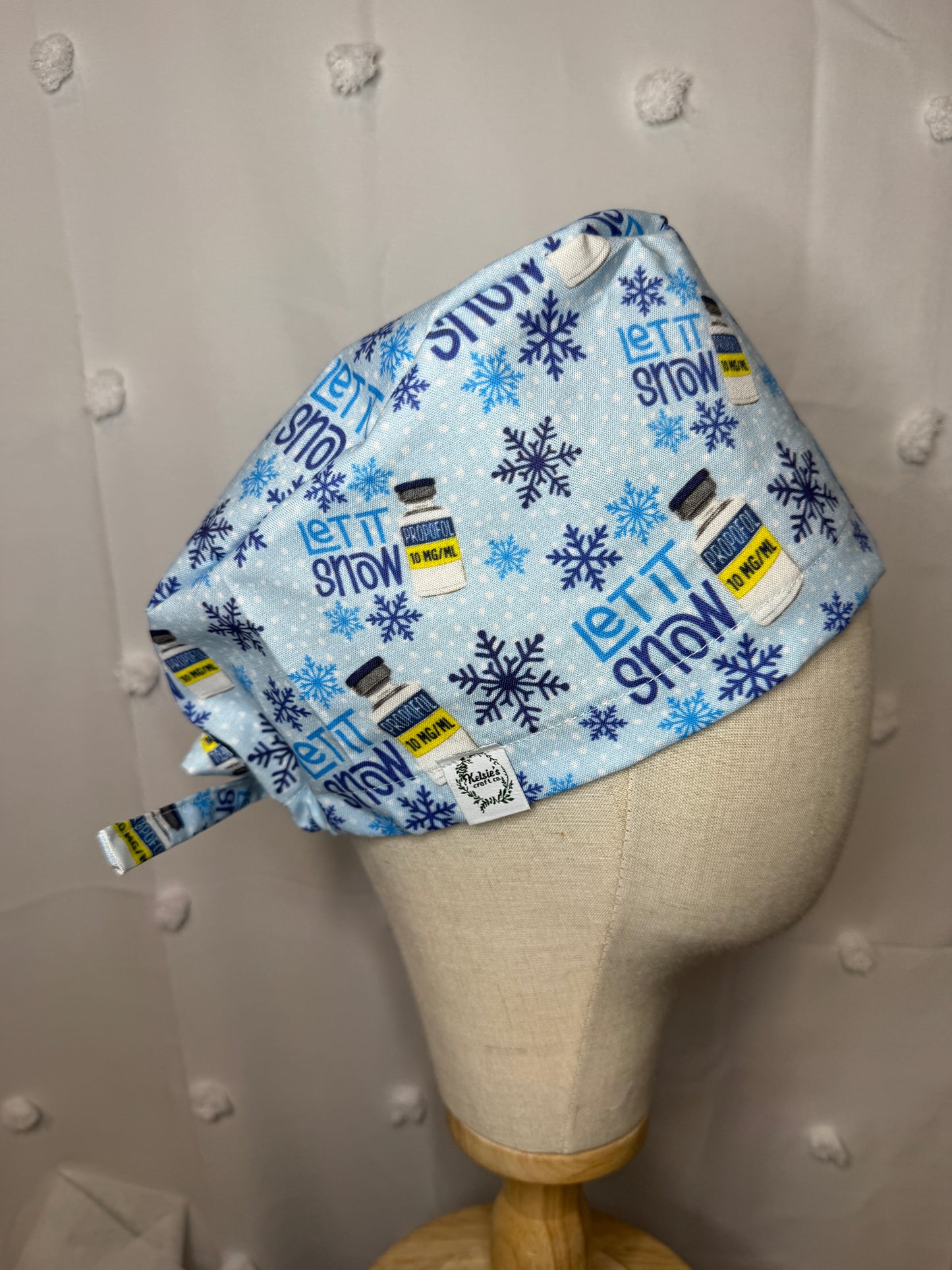 "Let it Snow" Propofol Bottles Scrub Cap - Satin Lining Available - Multiple Styles