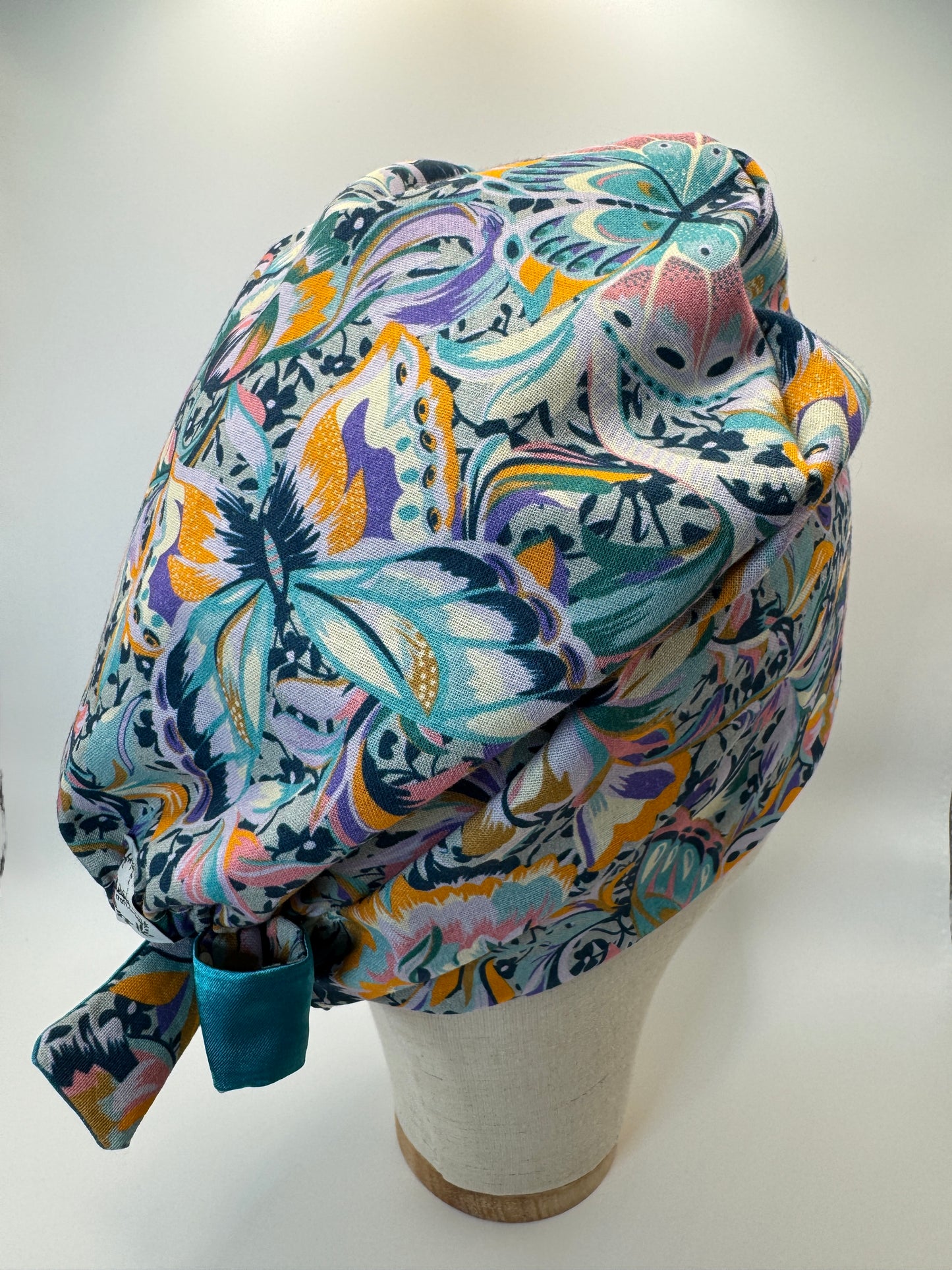 Blue Butterfly Scrub Cap - Satin Lining Available - Multiple Styles