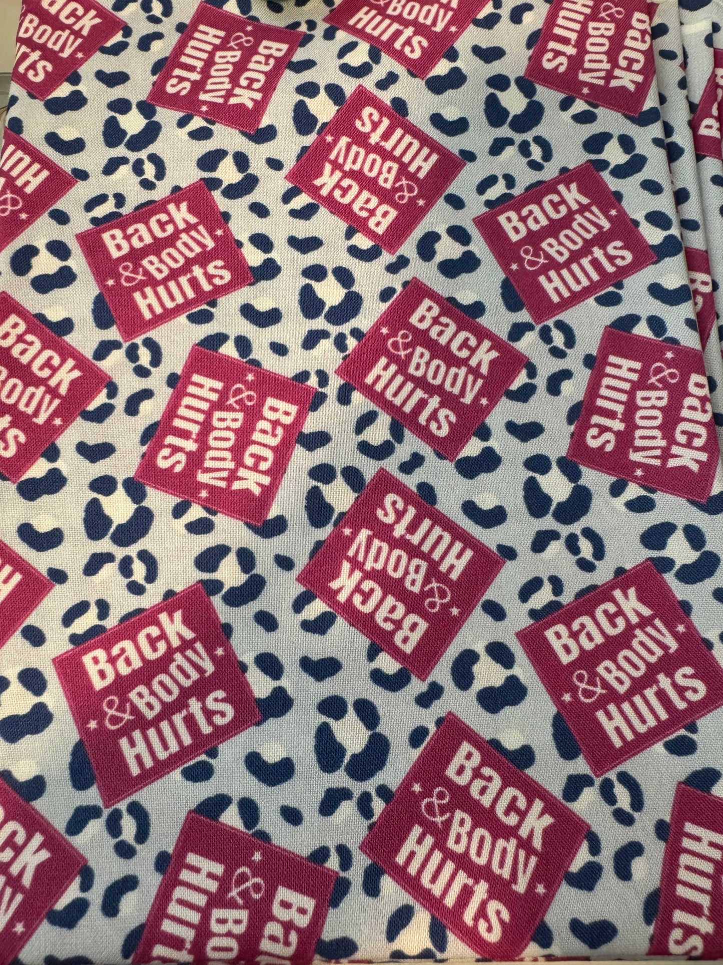 Back and Body Hurts w/ Cheetah Background Scrub Cap - Satin Lining Available - Multiple Styles