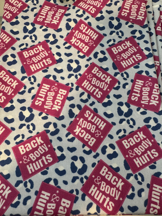 Back and Body Hurts w/ Cheetah Background Scrub Cap - Satin Lining Available - Multiple Styles