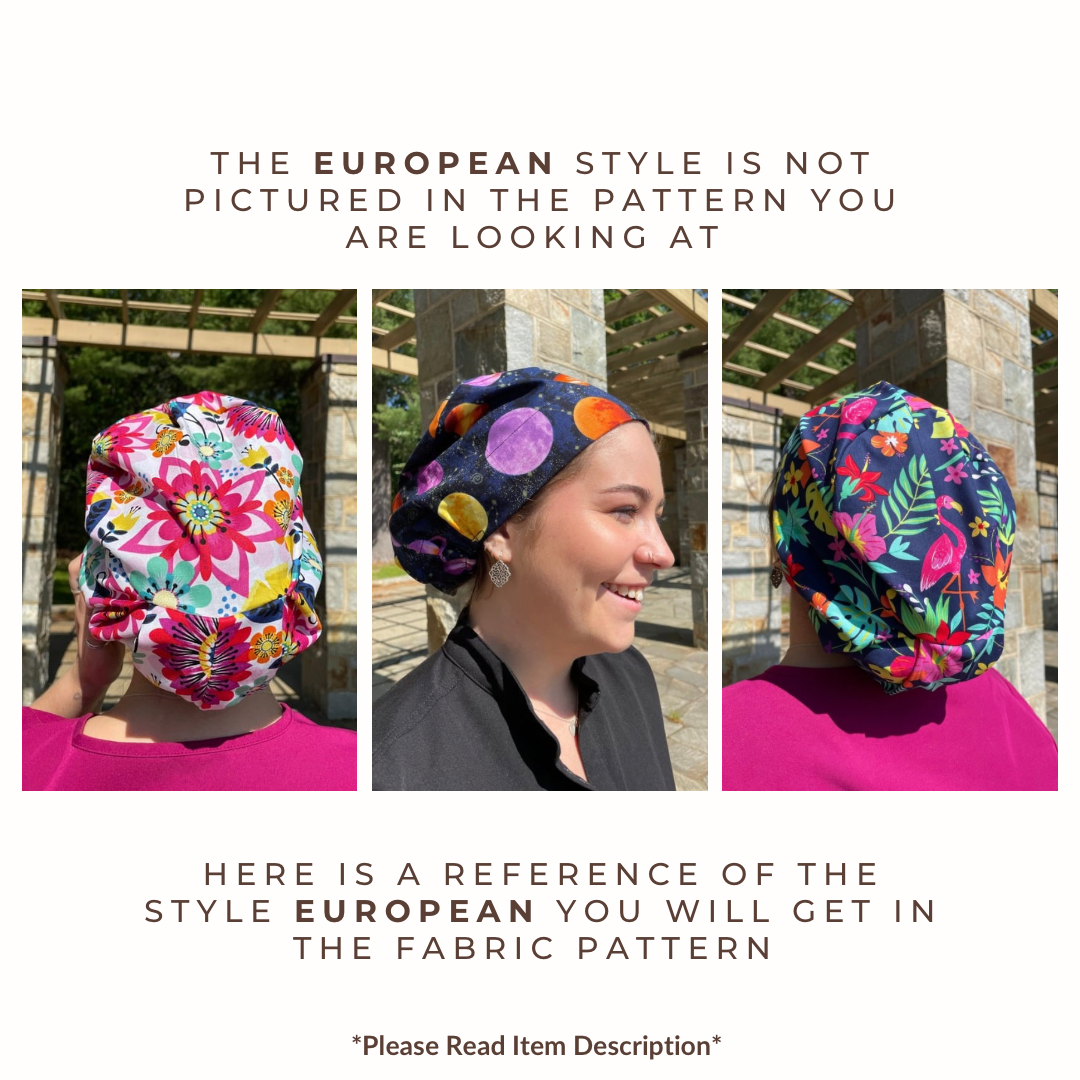 Unicorns on Black Scrub Cap - Satin Lining Available - Multiple Styles