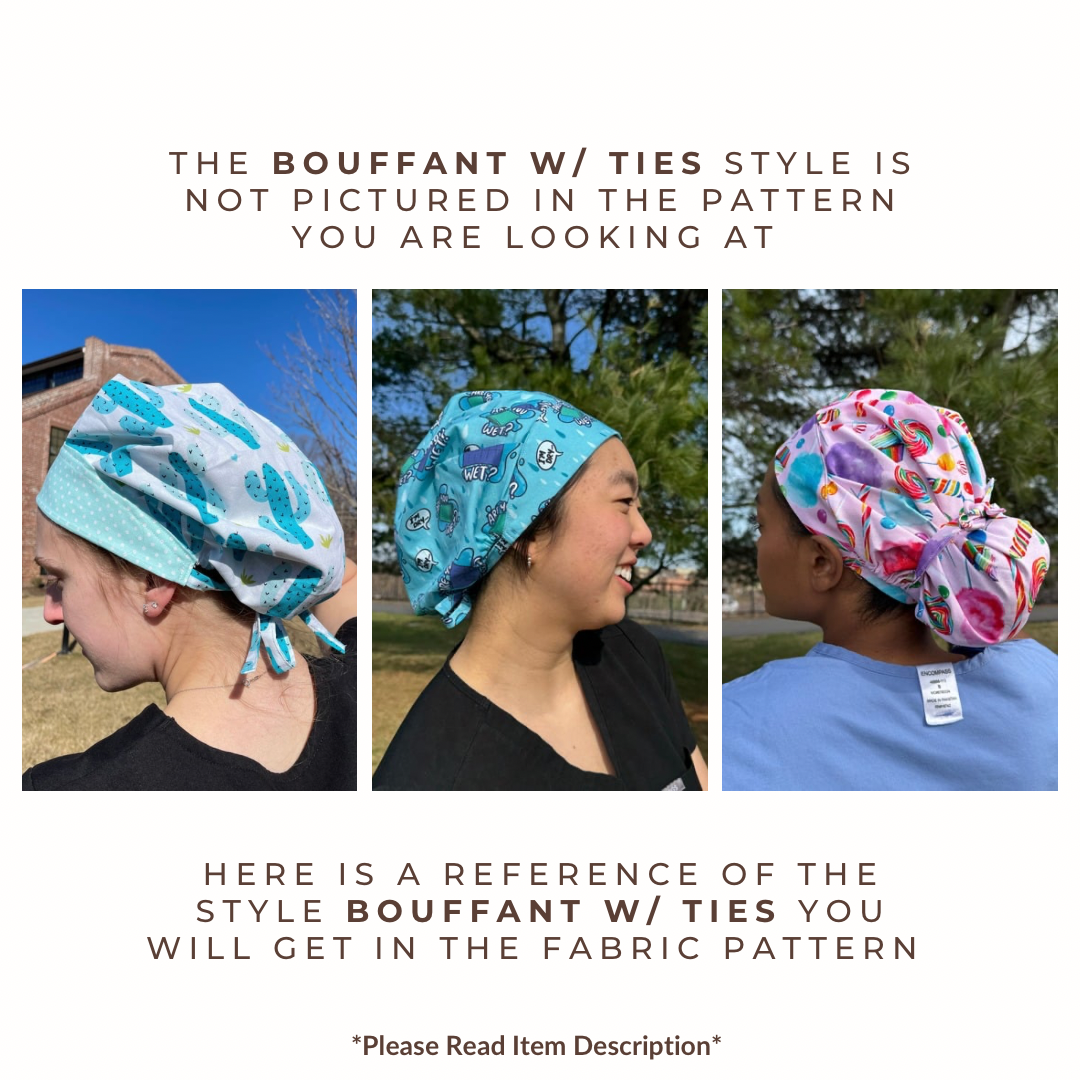 Sketched Anatomy on Black Scrub Cap - Satin Lining Available - Multiple Styles