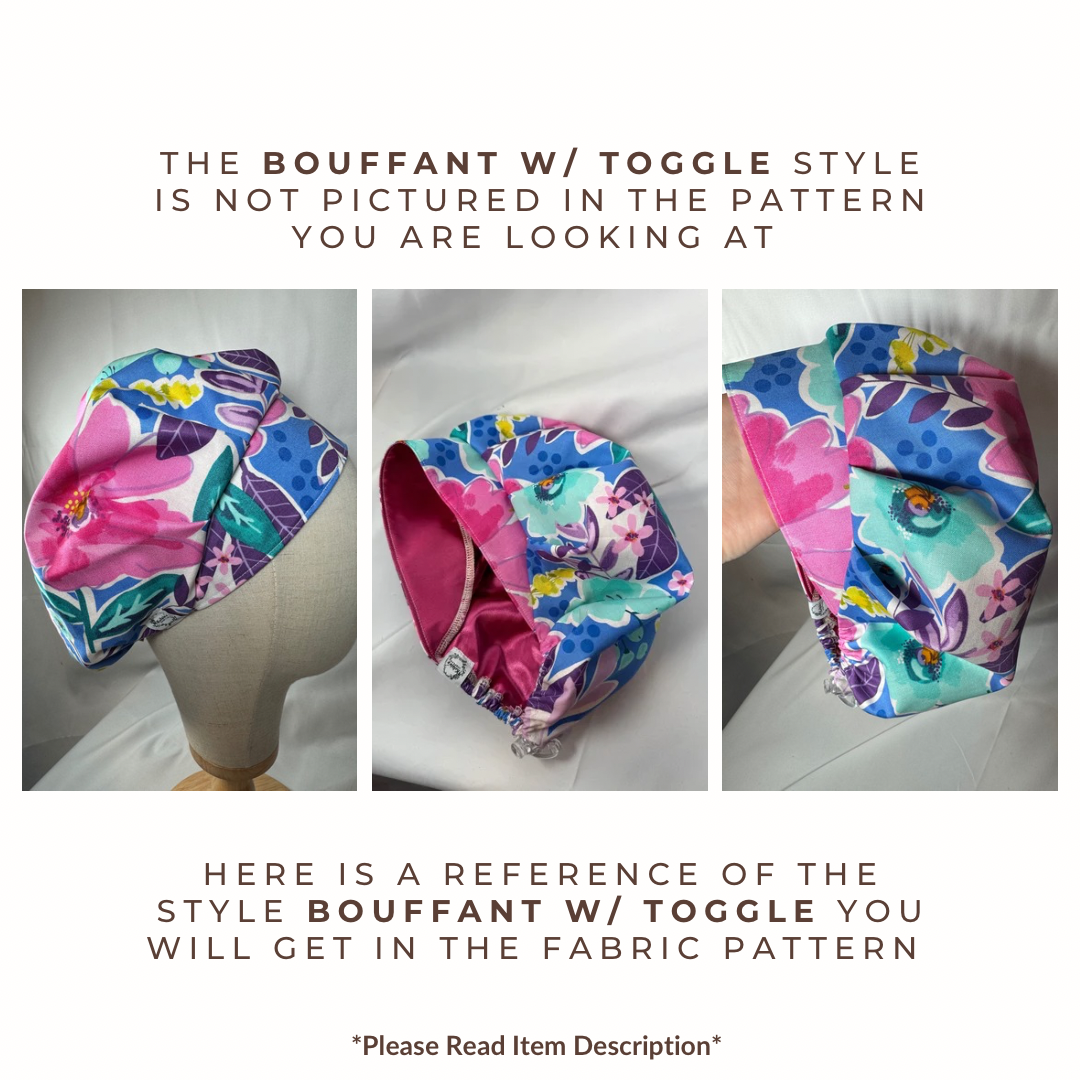 Sketched Anatomy on Black Scrub Cap - Satin Lining Available - Multiple Styles