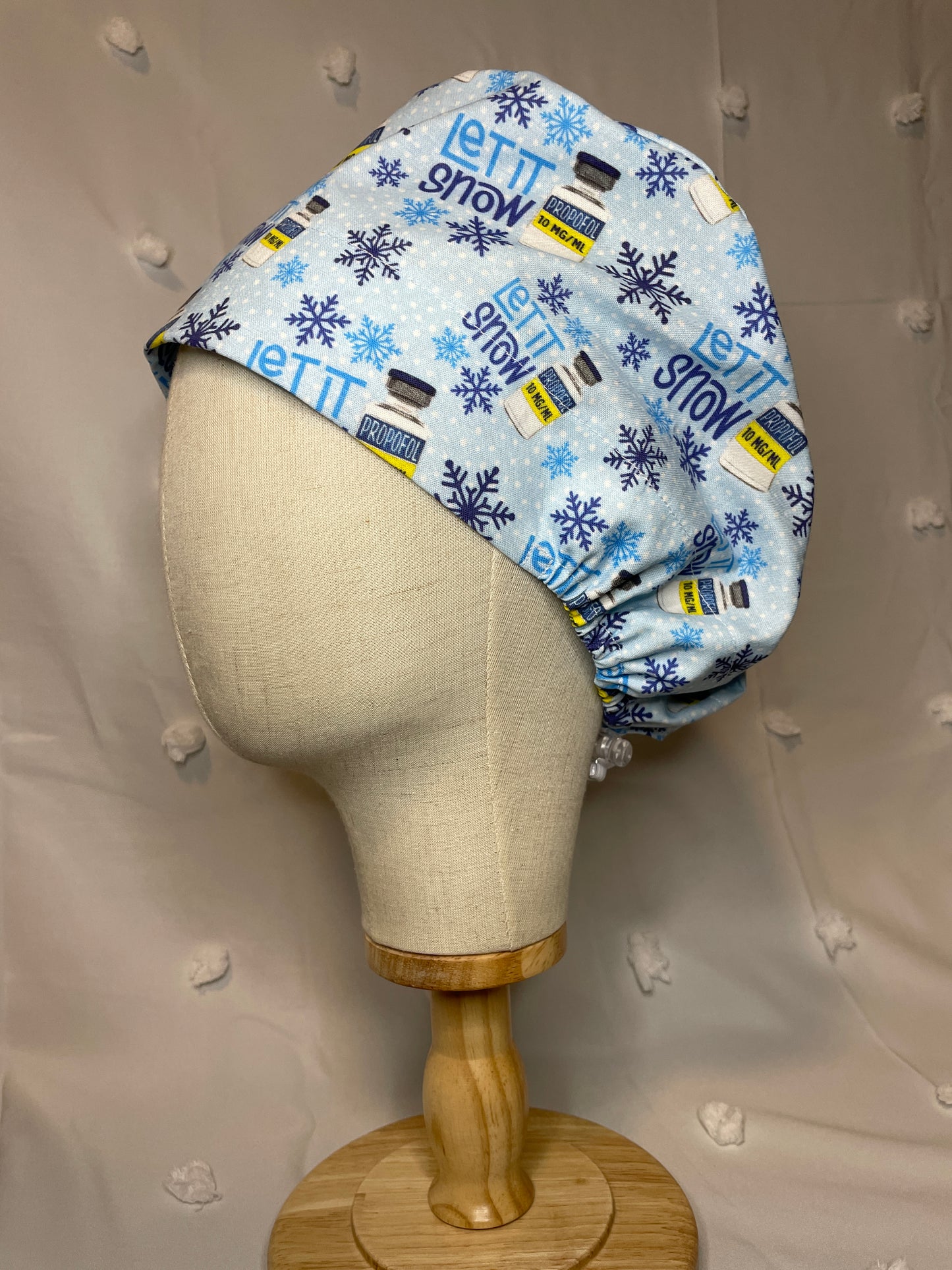 "Let it Snow" Propofol Bottles Scrub Cap - Satin Lining Available - Multiple Styles