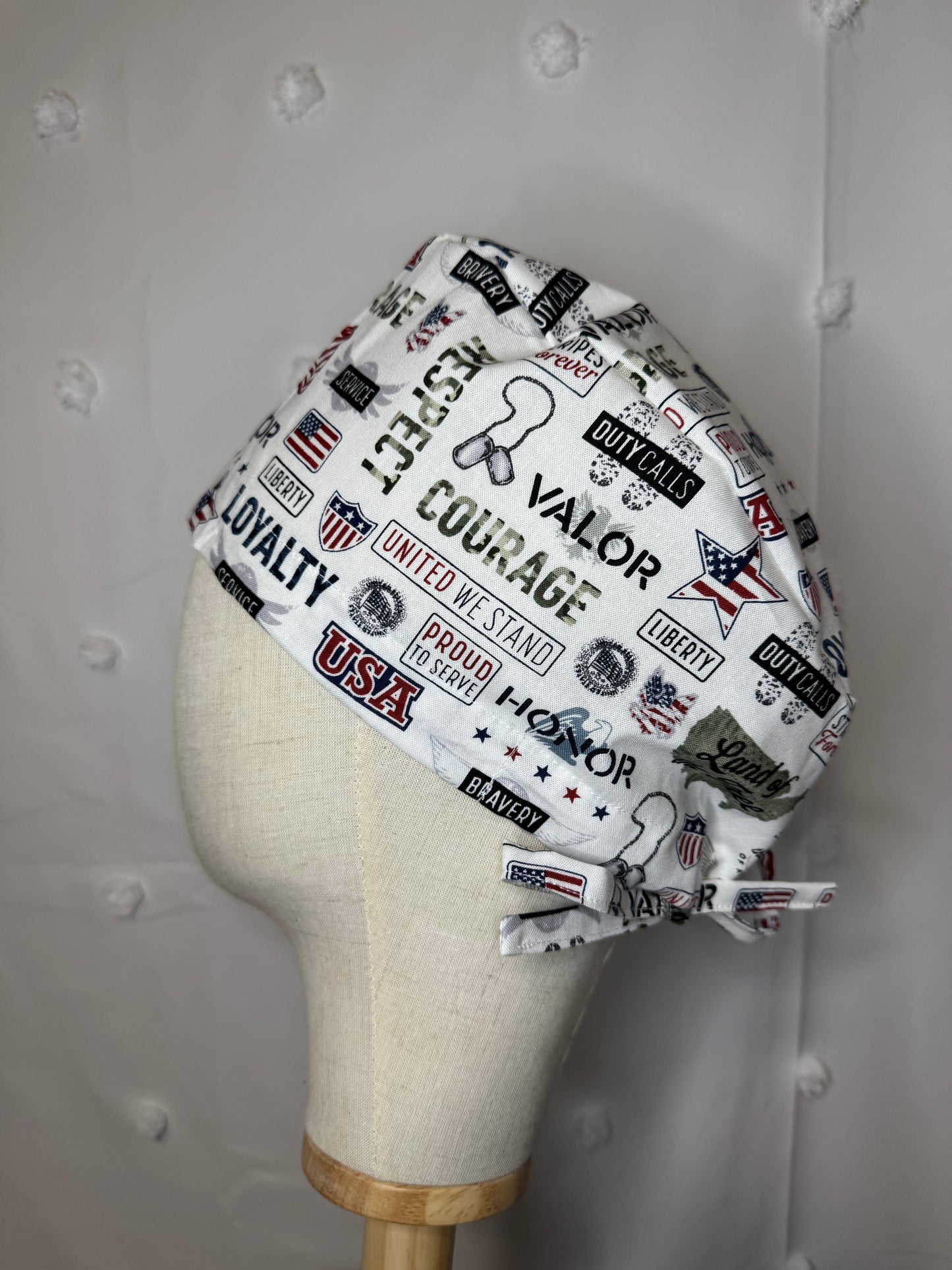 Patriotic Military Scrub Cap - Satin Lining Available - Multiple Styles