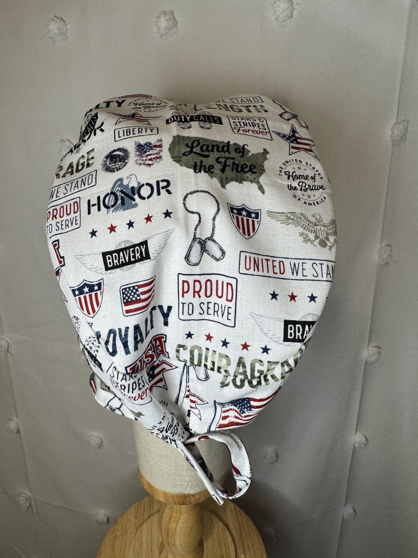 Patriotic Military Scrub Cap - Satin Lining Available - Multiple Styles