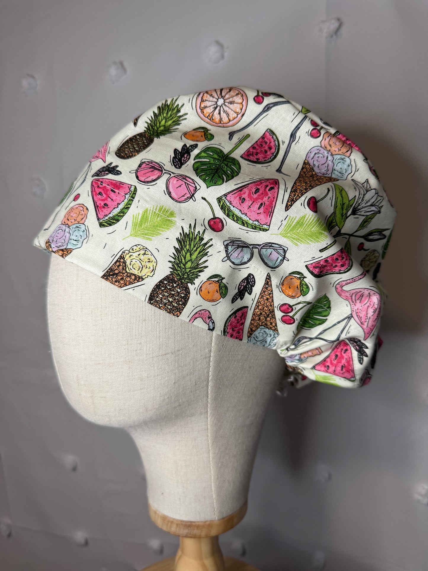 Retro Flamingos & Ice Cream Scrub Cap - Satin Lining Available - Multiple Styles