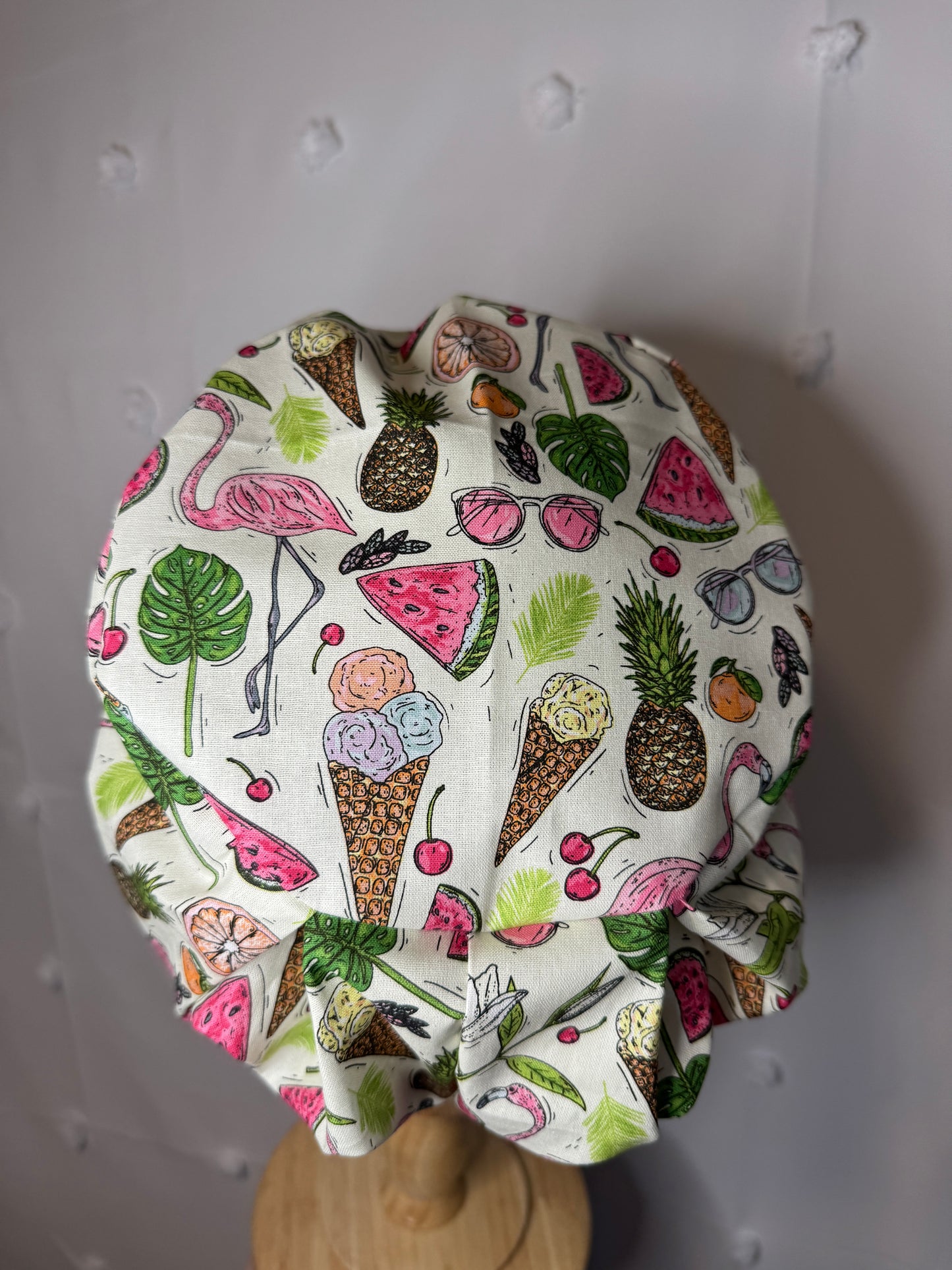 Retro Flamingos & Ice Cream Scrub Cap - Satin Lining Available - Multiple Styles