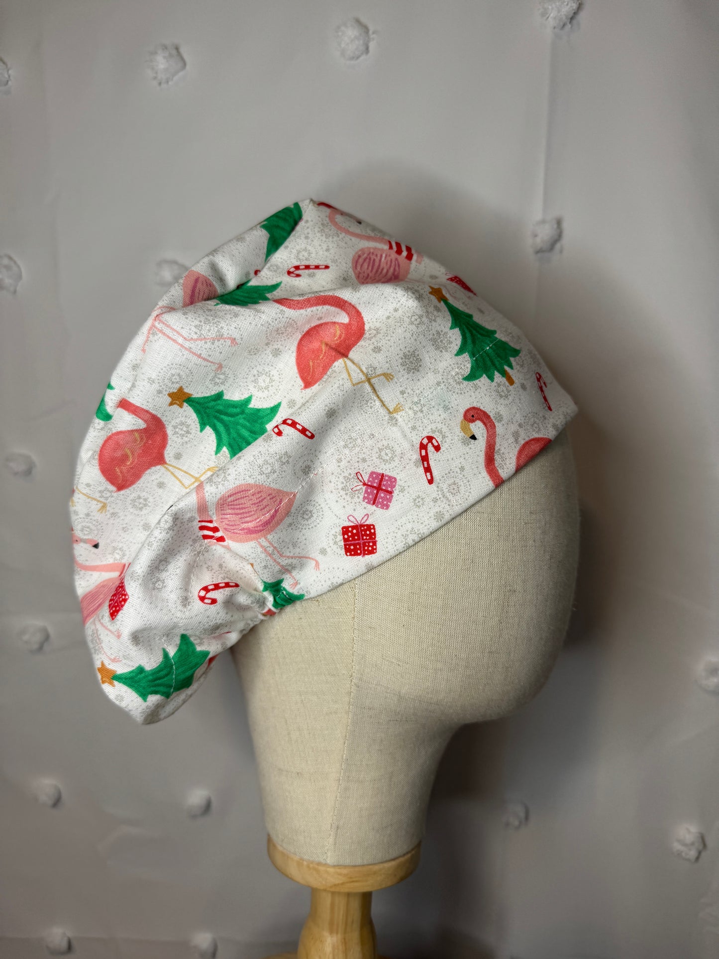 Christmas Flamingos Scrub Cap - Satin Lining Available - Multiple Styles