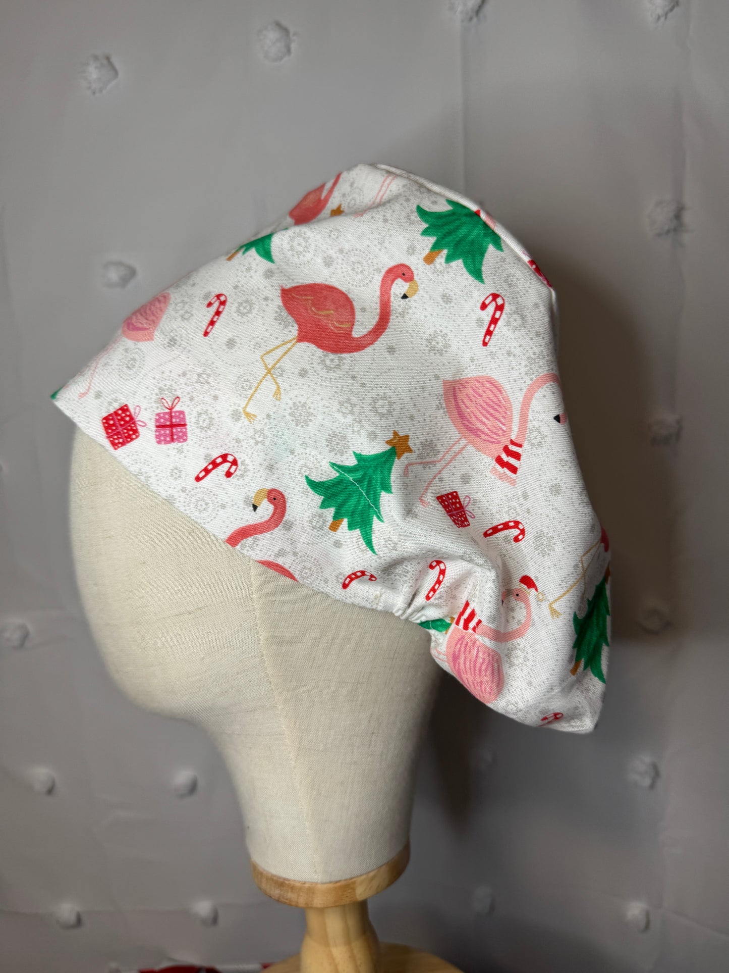 Christmas Flamingos Scrub Cap - Satin Lining Available - Multiple Styles