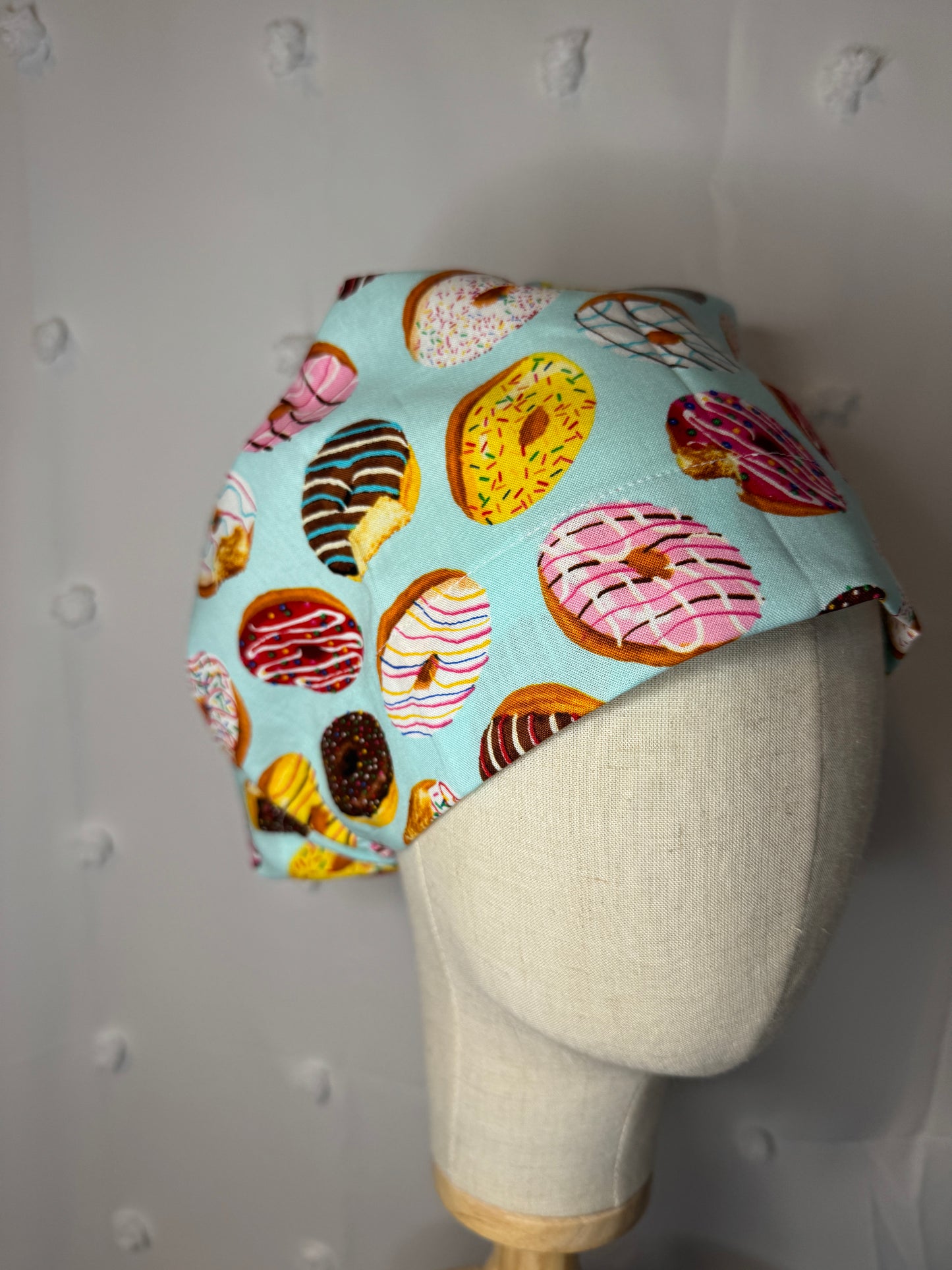 Donuts on Blue Scrub Cap - Satin Lining Available - Multiple Styles