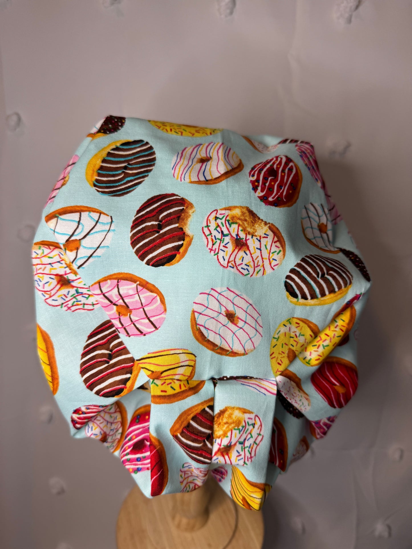Donuts on Blue Scrub Cap - Satin Lining Available - Multiple Styles
