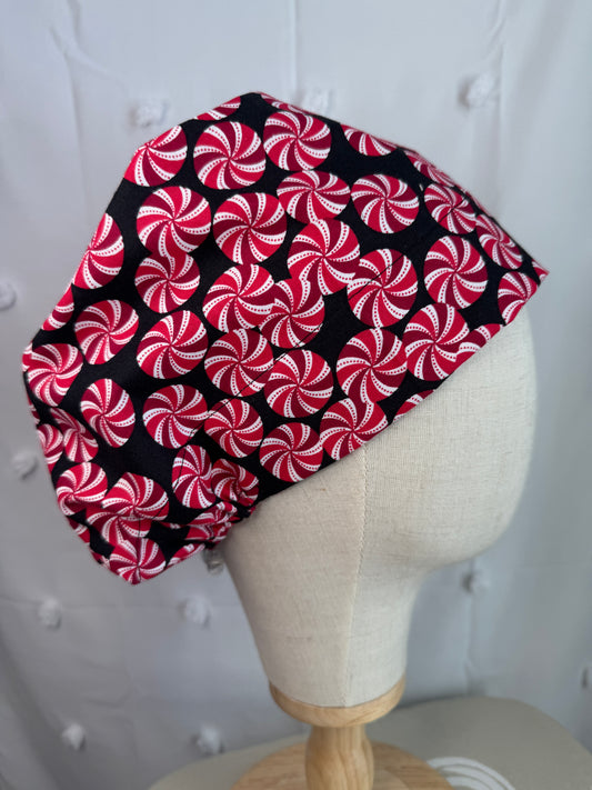 Red Mints in Black Scrub Cap - Multiple Styles