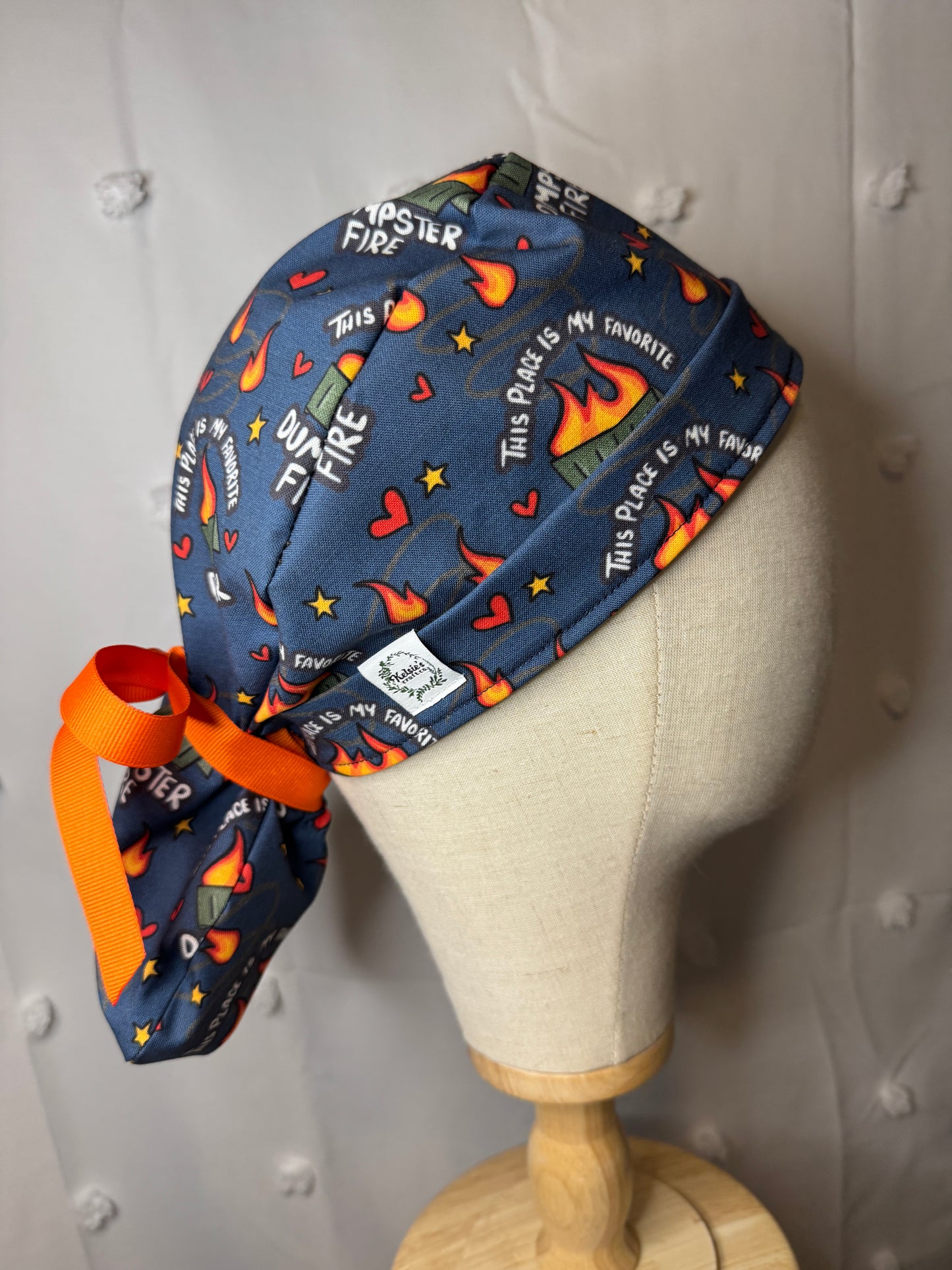 "This Place is My Favorite Dumpster Fire" Scrub Cap - Satin Lining Available - Multiple Styles