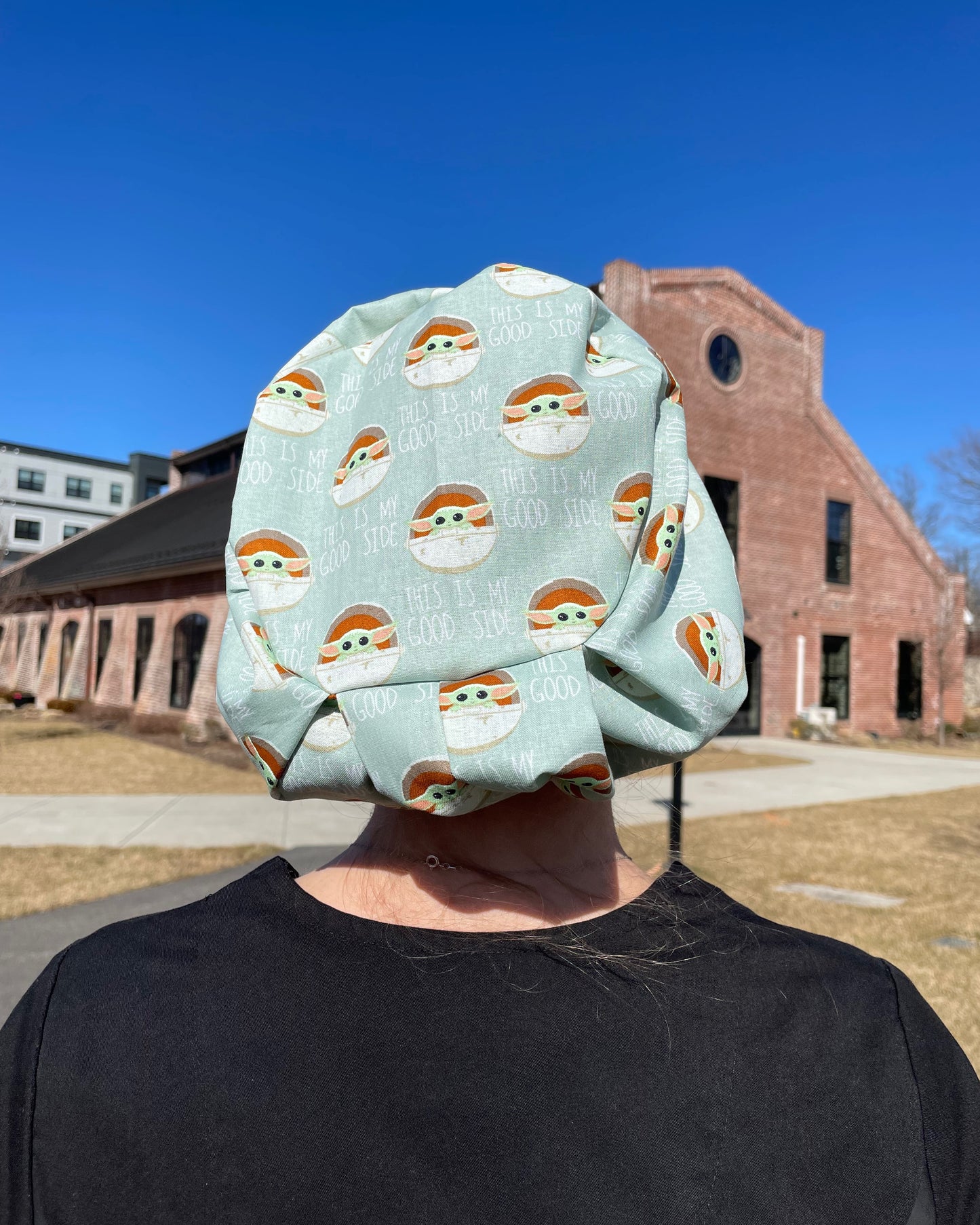 Scrub Cap in Baby Yoda "This is My Good Side" Fabric- Multiple Styles