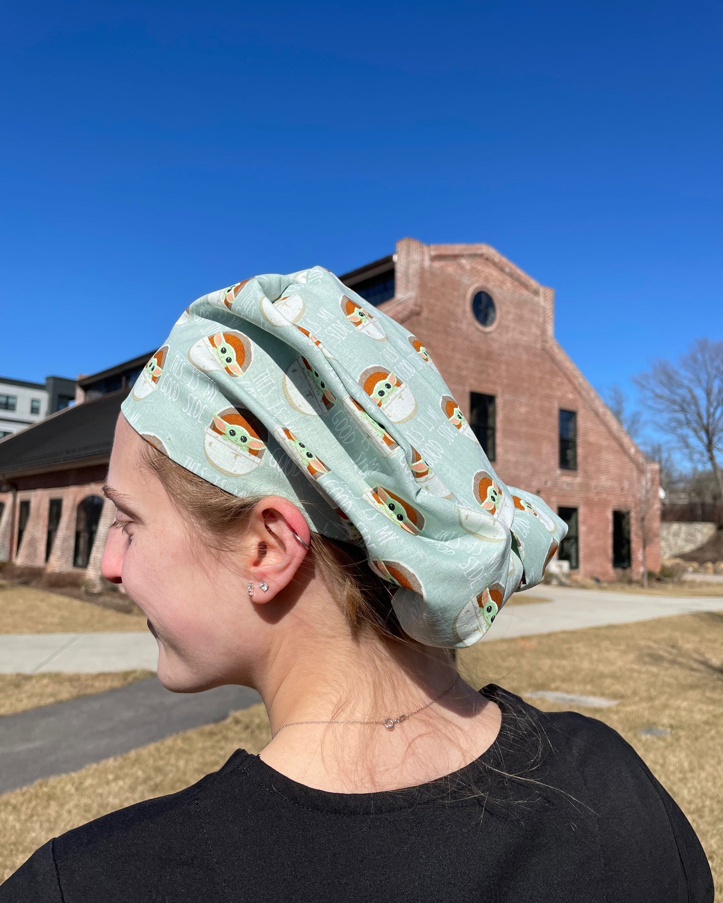 Scrub Cap in Baby Yoda "This is My Good Side" Fabric- Multiple Styles