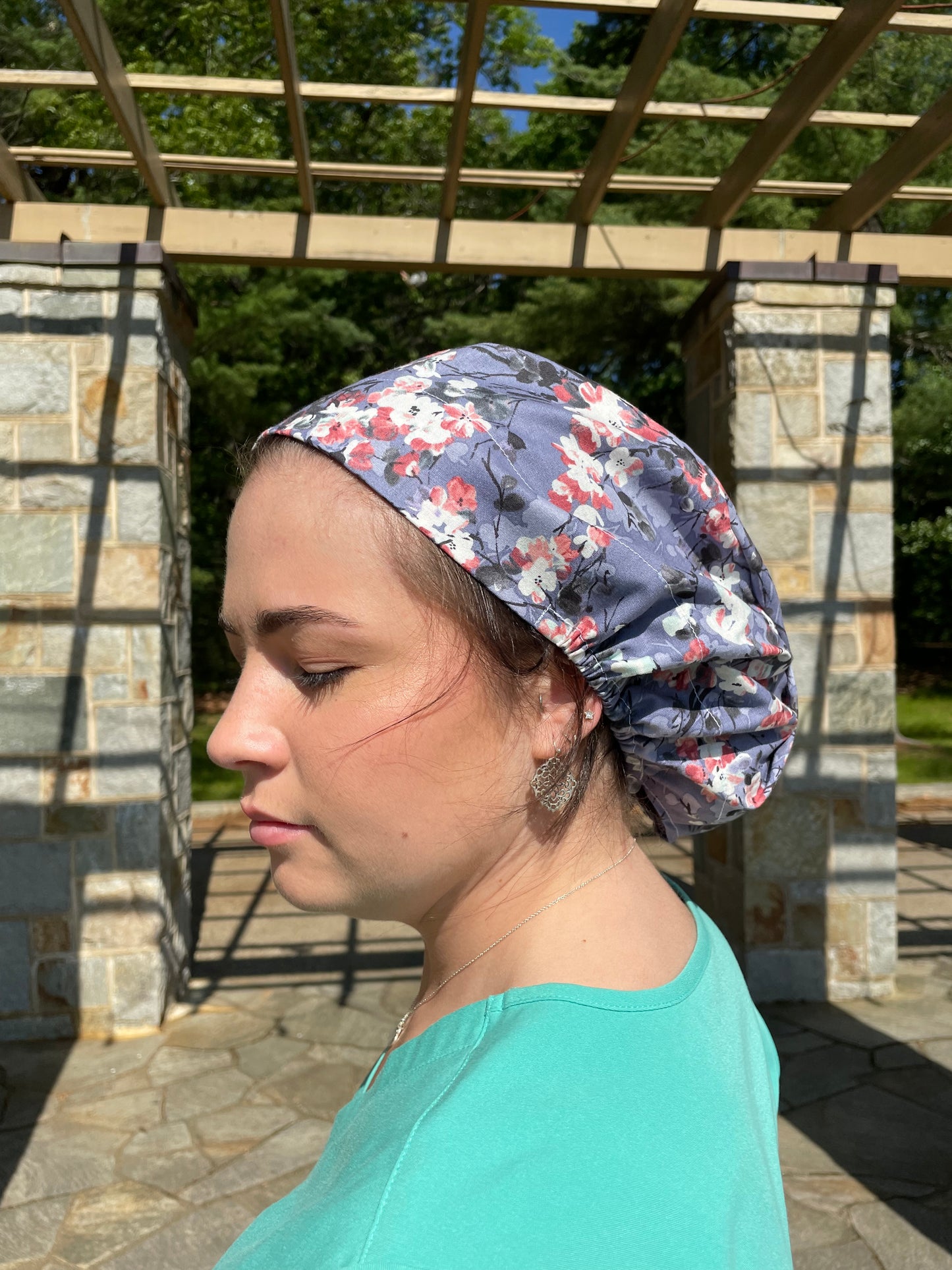 Cherry Blossom on Purple Scrub Cap - Multiple Styles