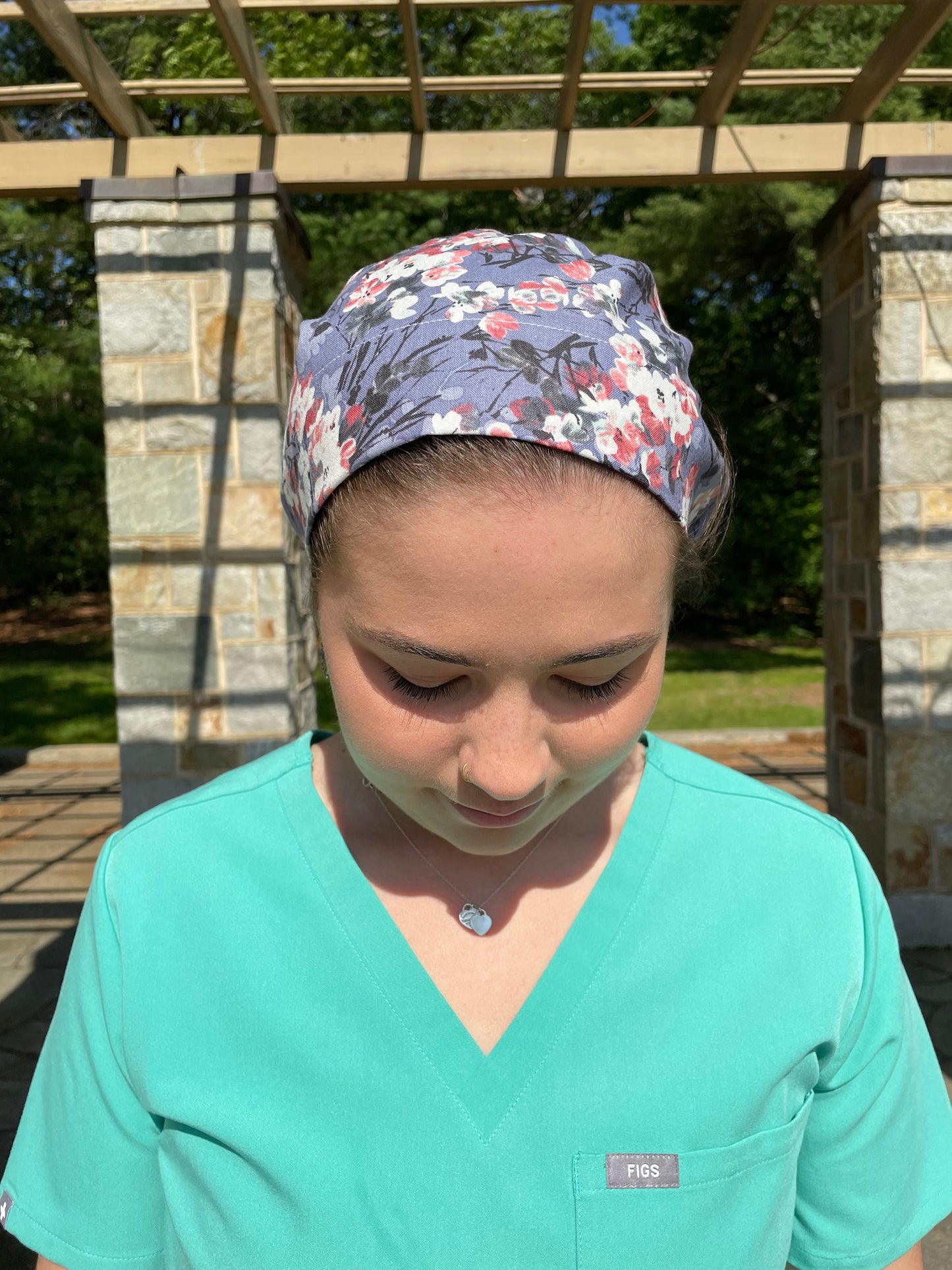 Cherry Blossom on Purple Scrub Cap - Multiple Styles