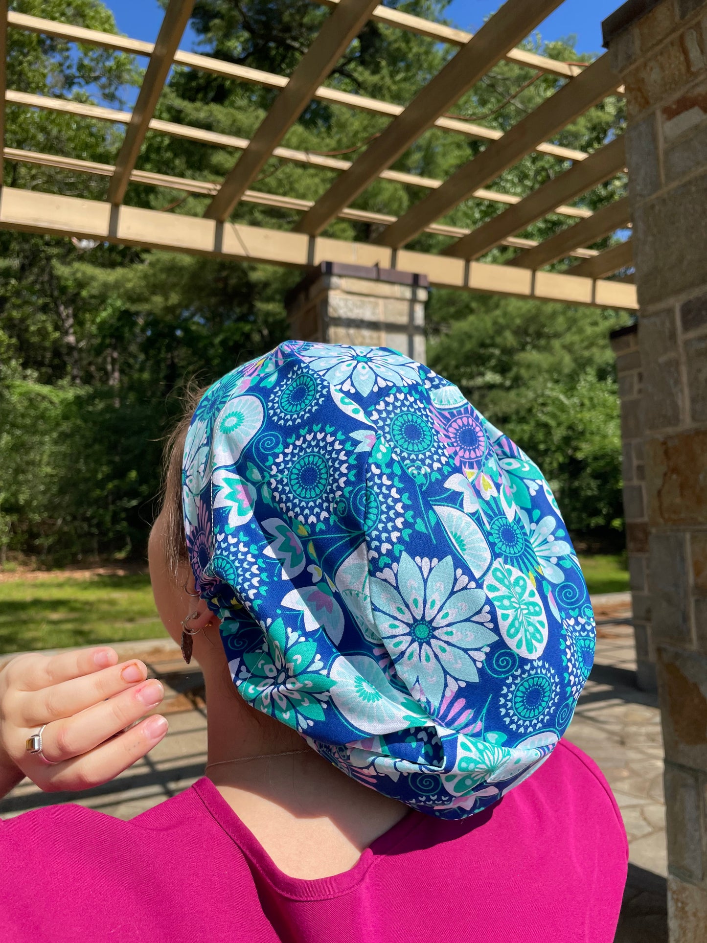 Purple and Blue Floral Paisley Scrub Cap - Multiple Styles