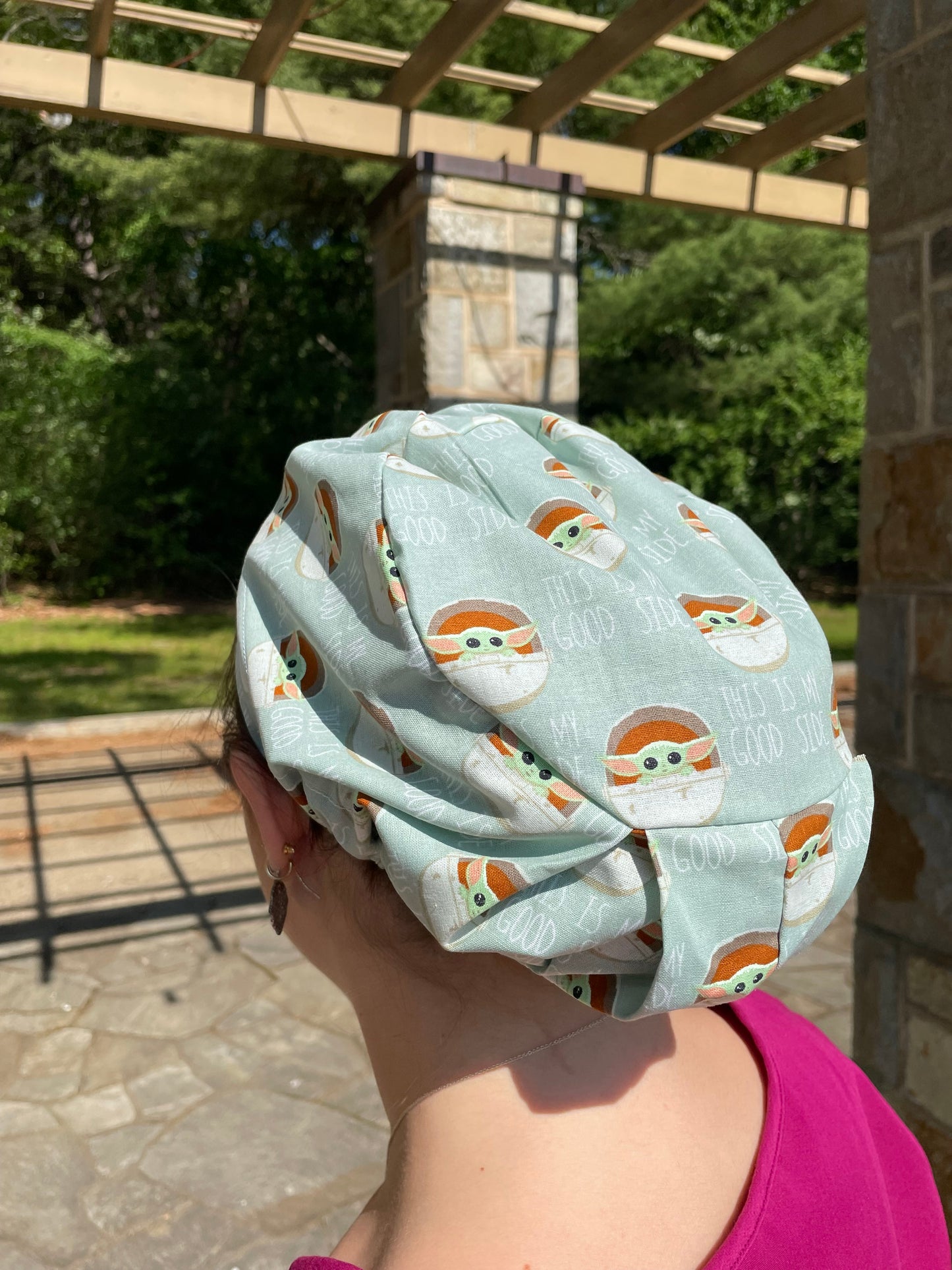 Scrub Cap in Baby Yoda "This is My Good Side" Fabric- Multiple Styles