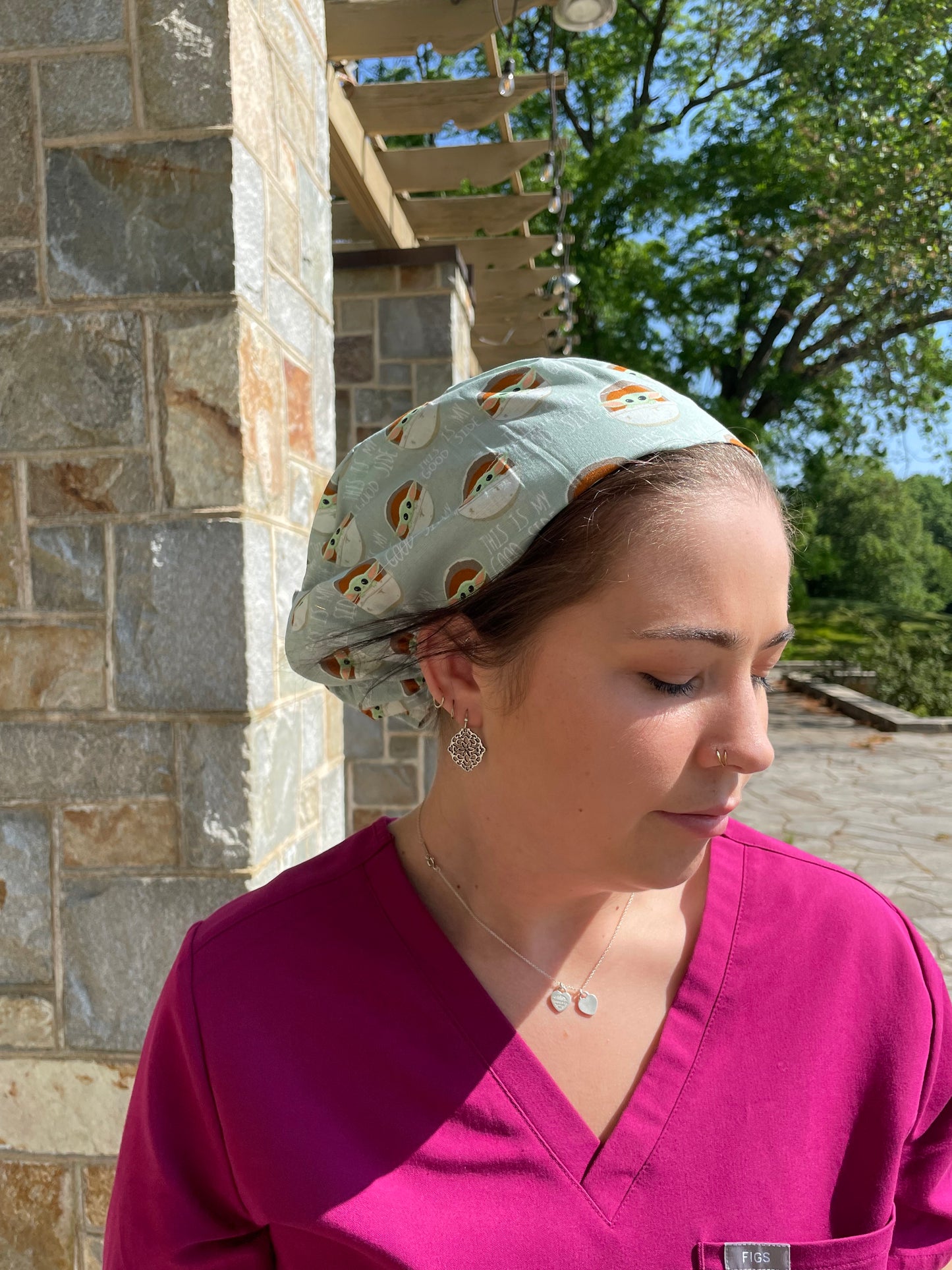 Scrub Cap in Baby Yoda "This is My Good Side" Fabric- Multiple Styles