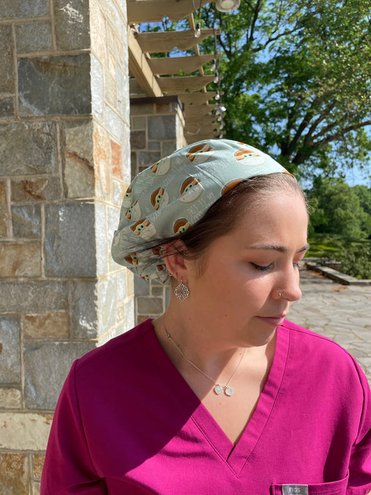 Scrub Cap in Baby Yoda "This is My Good Side" Fabric- Multiple Styles