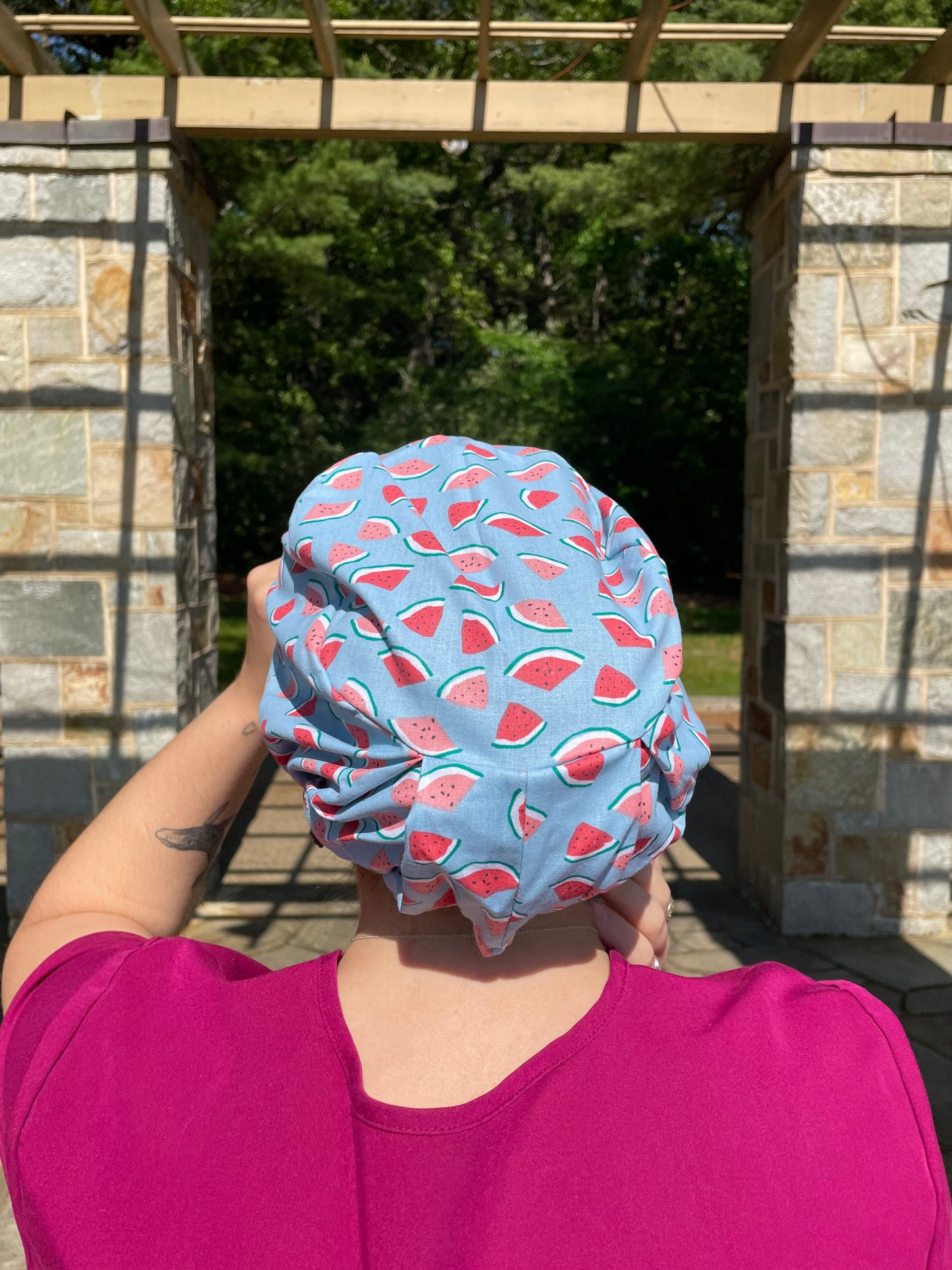 Mini Watermelon on Blue Scrub Cap - Multiple Styles