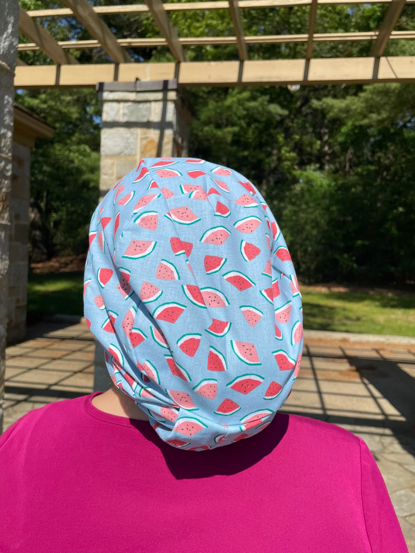 Mini Watermelon on Blue Scrub Cap - Multiple Styles