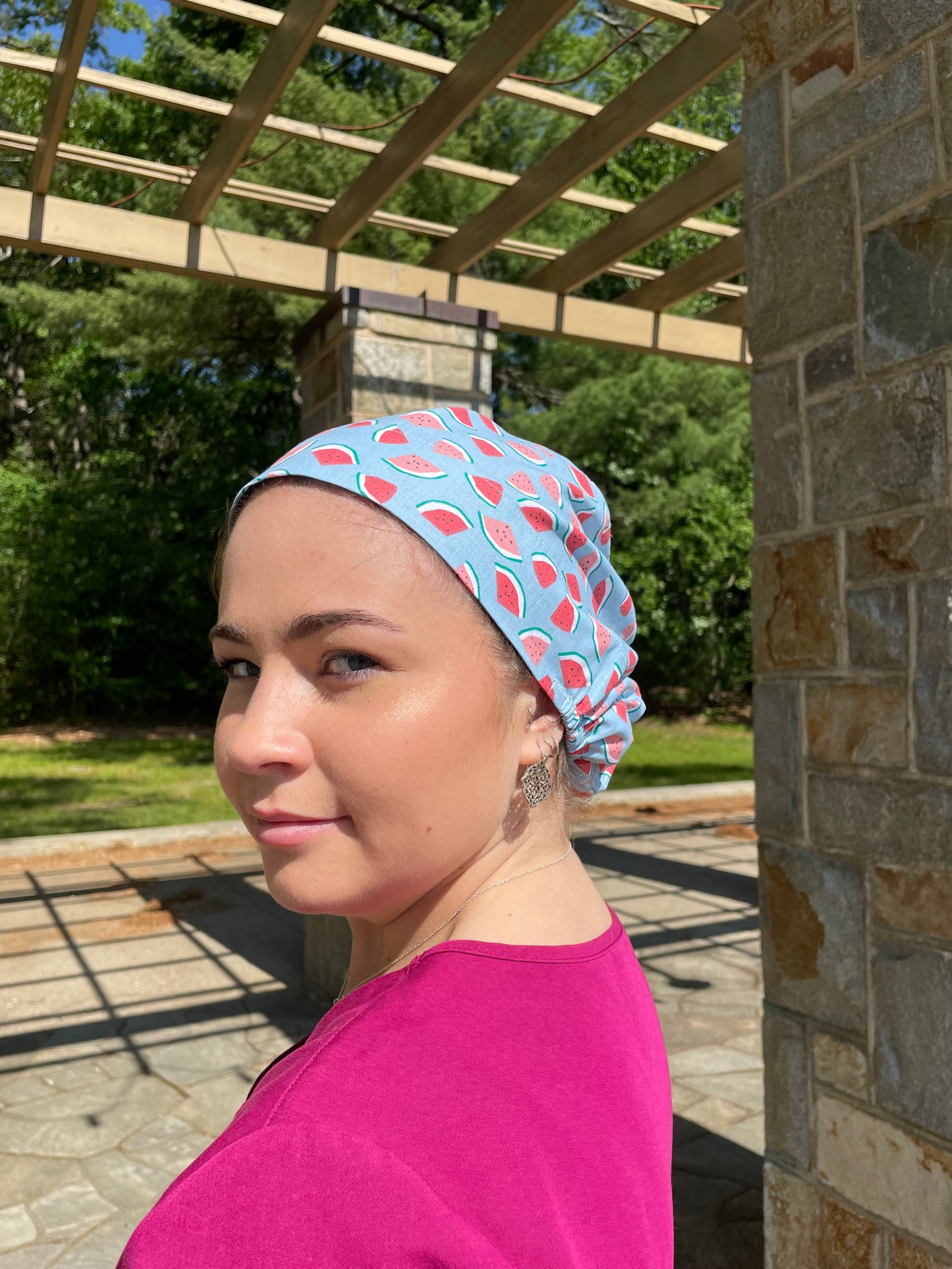 Mini Watermelon on Blue Scrub Cap - Multiple Styles