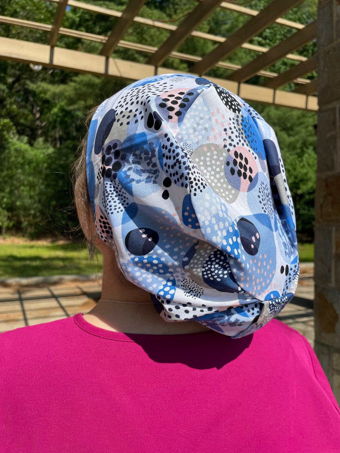 Multicolored Blue Dots Scrub Cap - Multiple Style