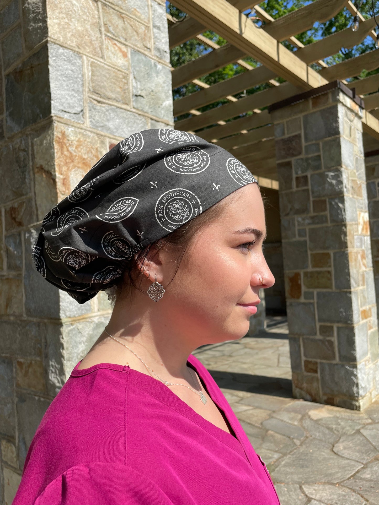 Scrub Cap in Rose Apothecary Fabric - Multiple Styles