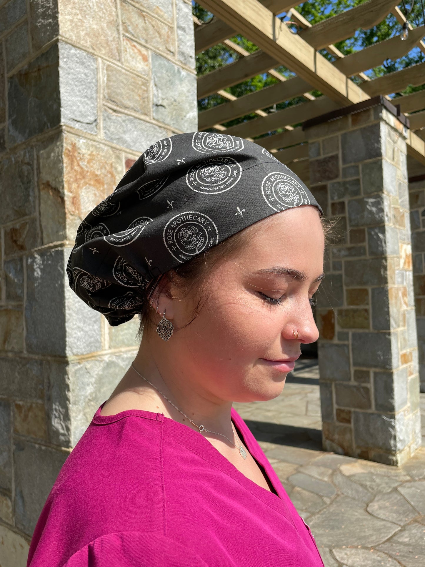 Scrub Cap in Rose Apothecary Fabric - Multiple Styles