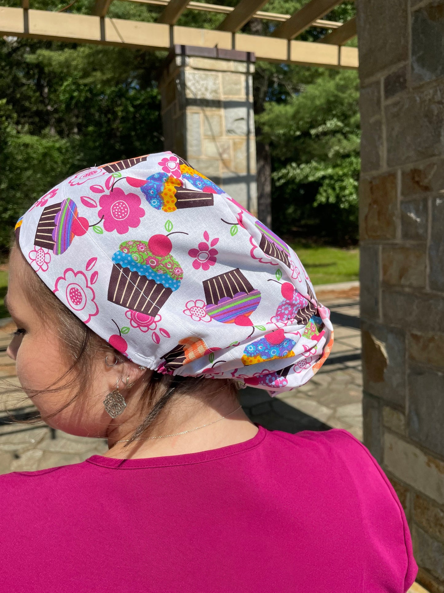 Cupcakes on White Scrub Cap - Multiple Styles