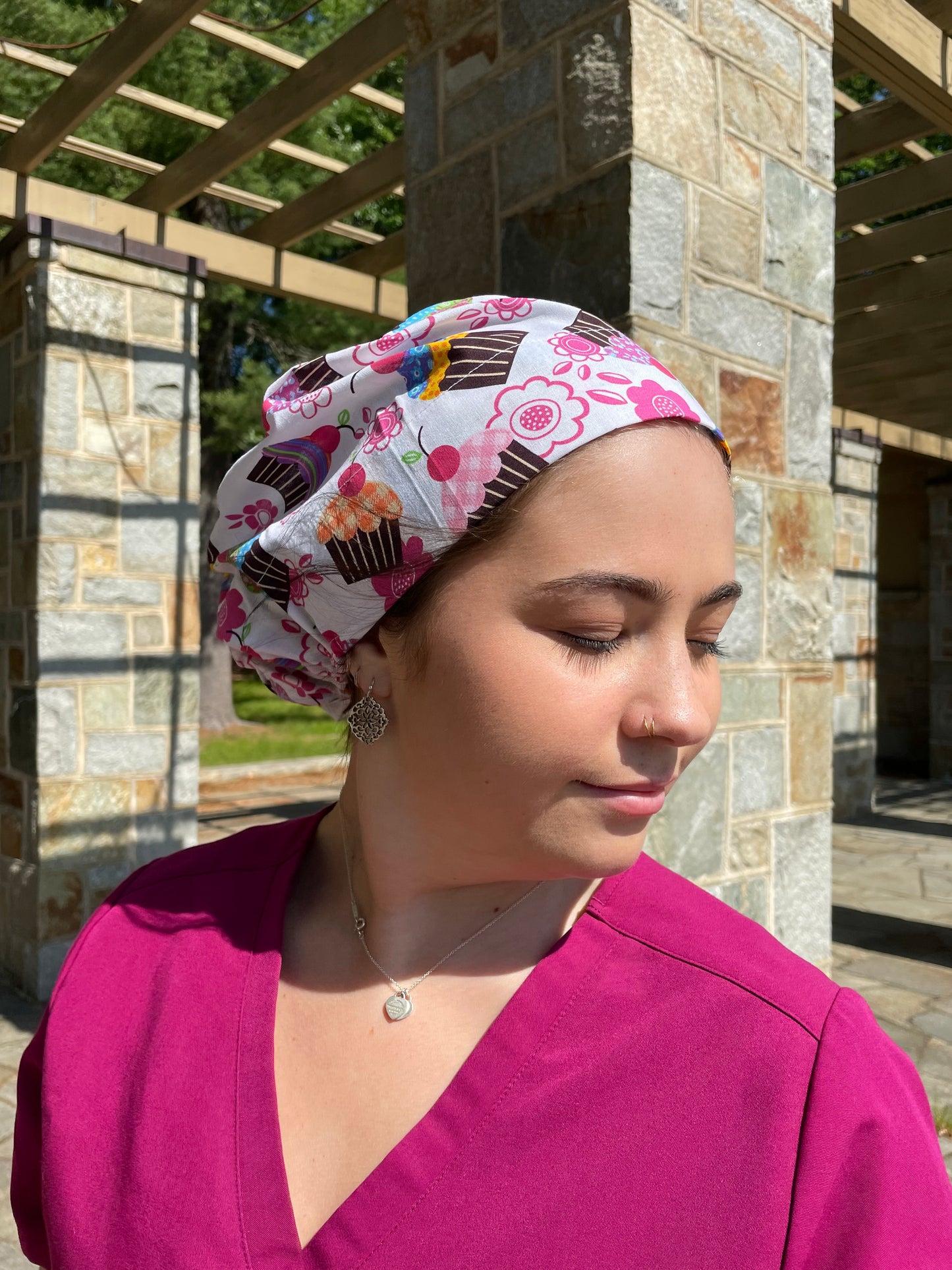 Cupcakes on White Scrub Cap - Multiple Styles