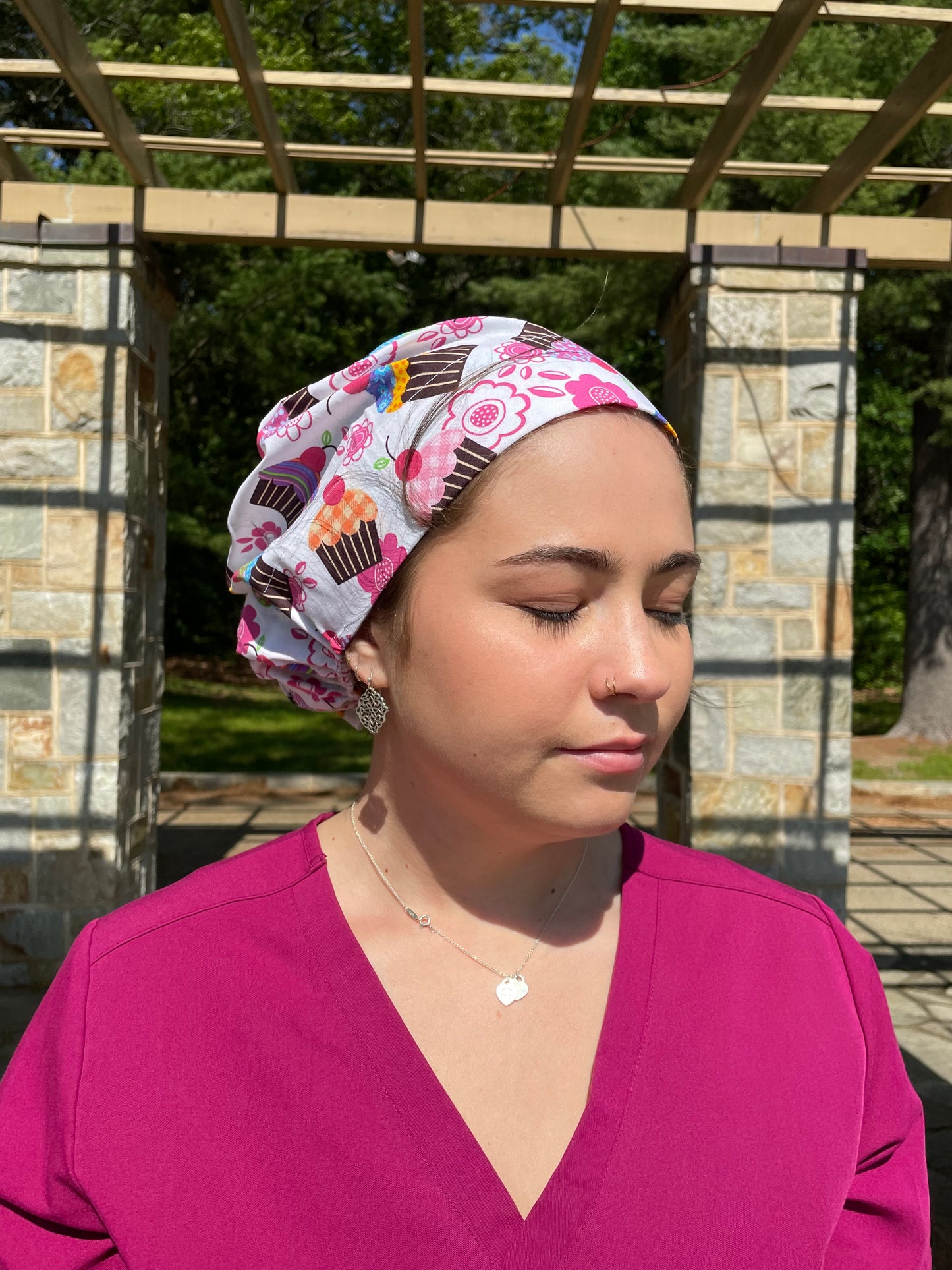 Cupcakes on White Scrub Cap - Multiple Styles