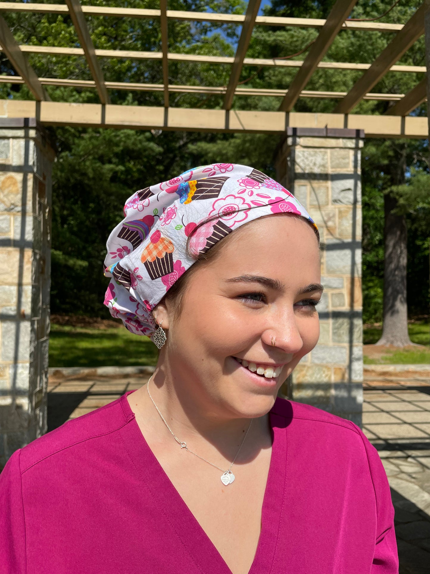 Cupcakes on White Scrub Cap - Multiple Styles