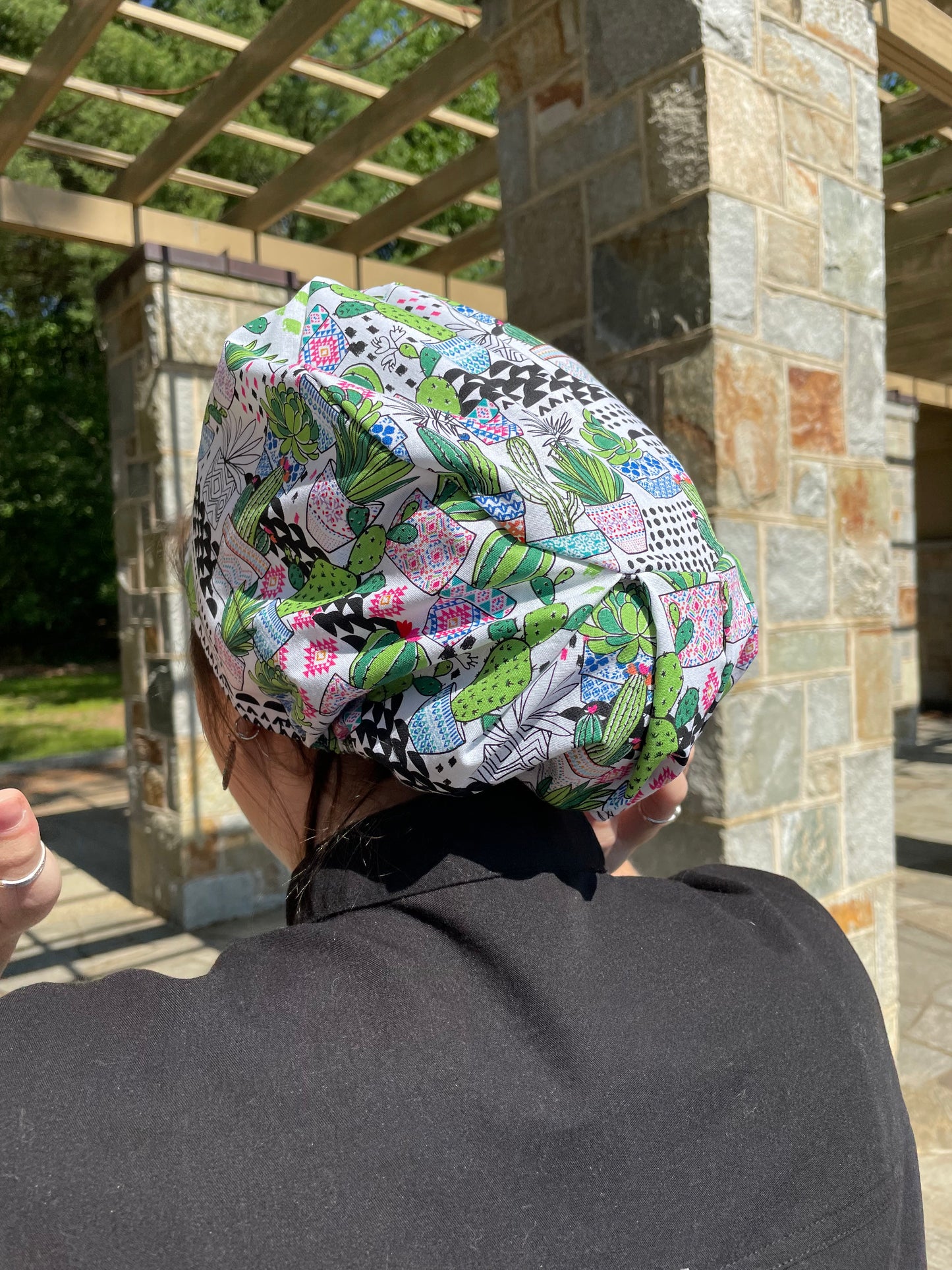 Succulents Scrub Cap - Satin Lining Available - Multiple Styles