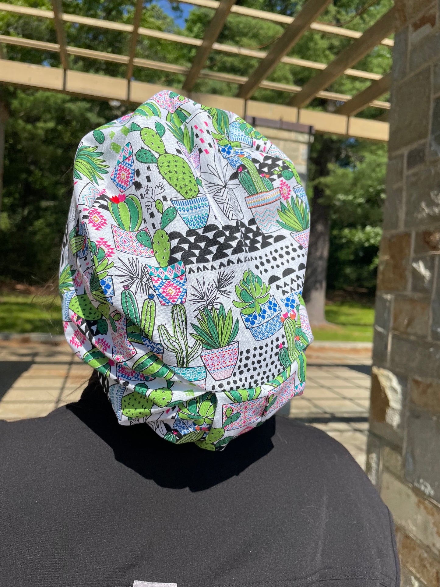 Succulents Scrub Cap - Satin Lining Available - Multiple Styles