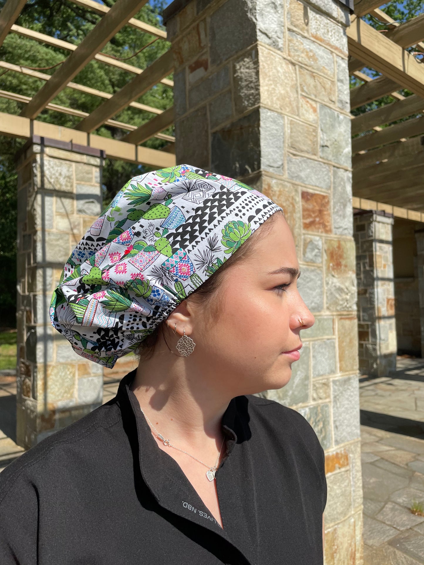 Succulents Scrub Cap - Satin Lining Available - Multiple Styles