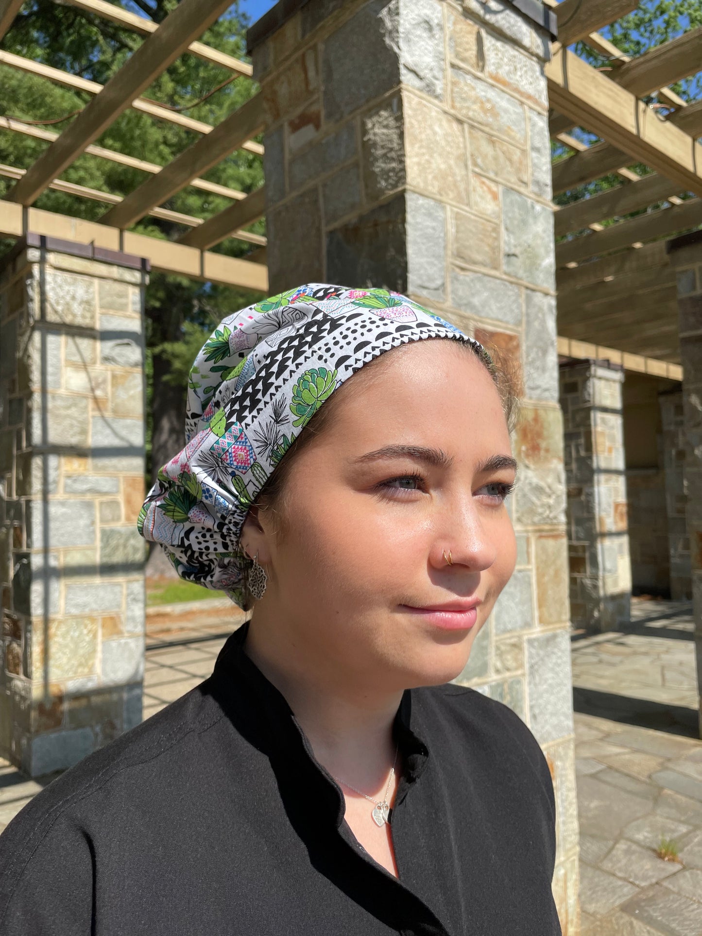 Succulents Scrub Cap - Satin Lining Available - Multiple Styles