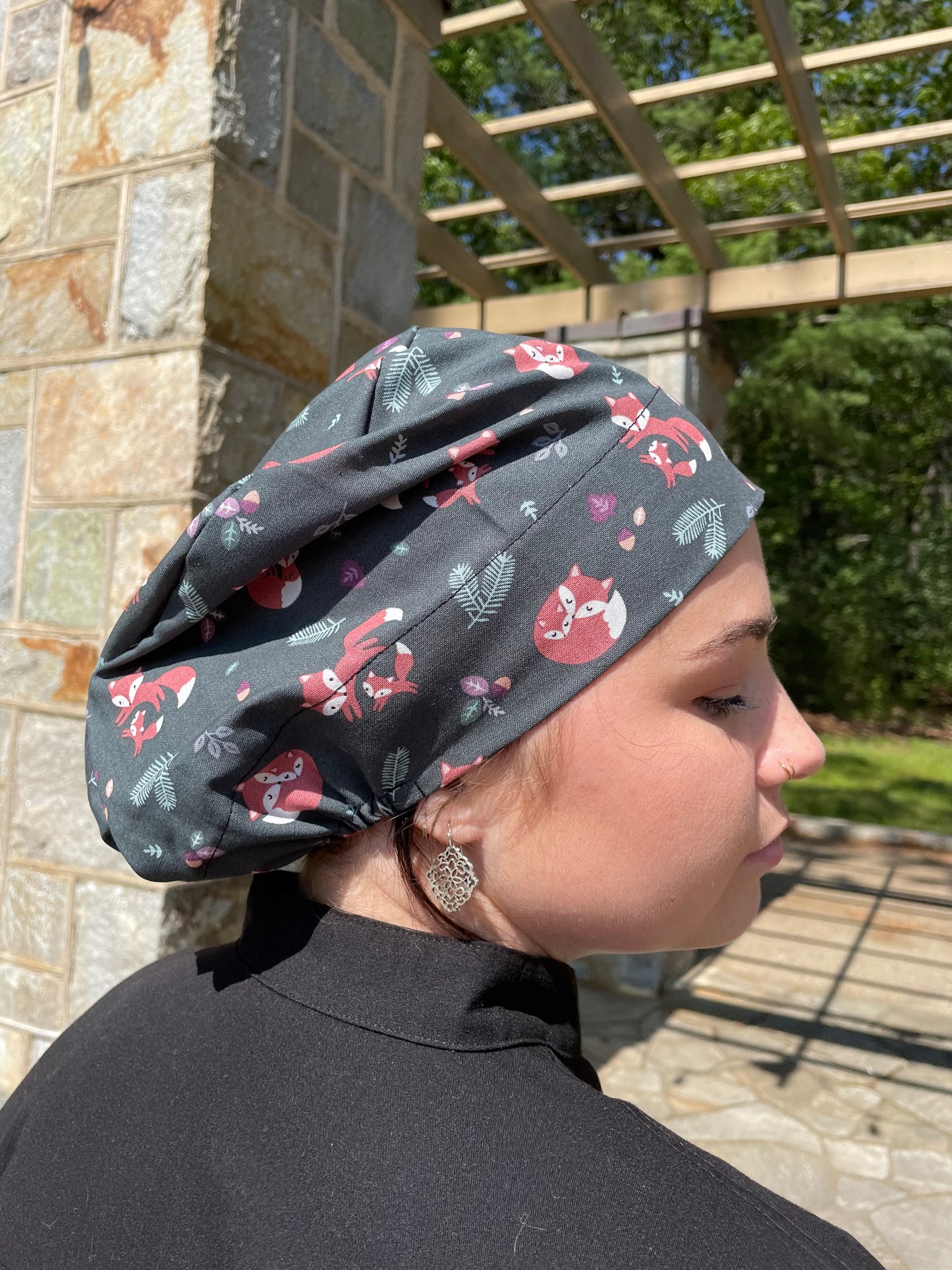 Cute Fox Scrub Cap - Satin Lining Available - Multiple Styles