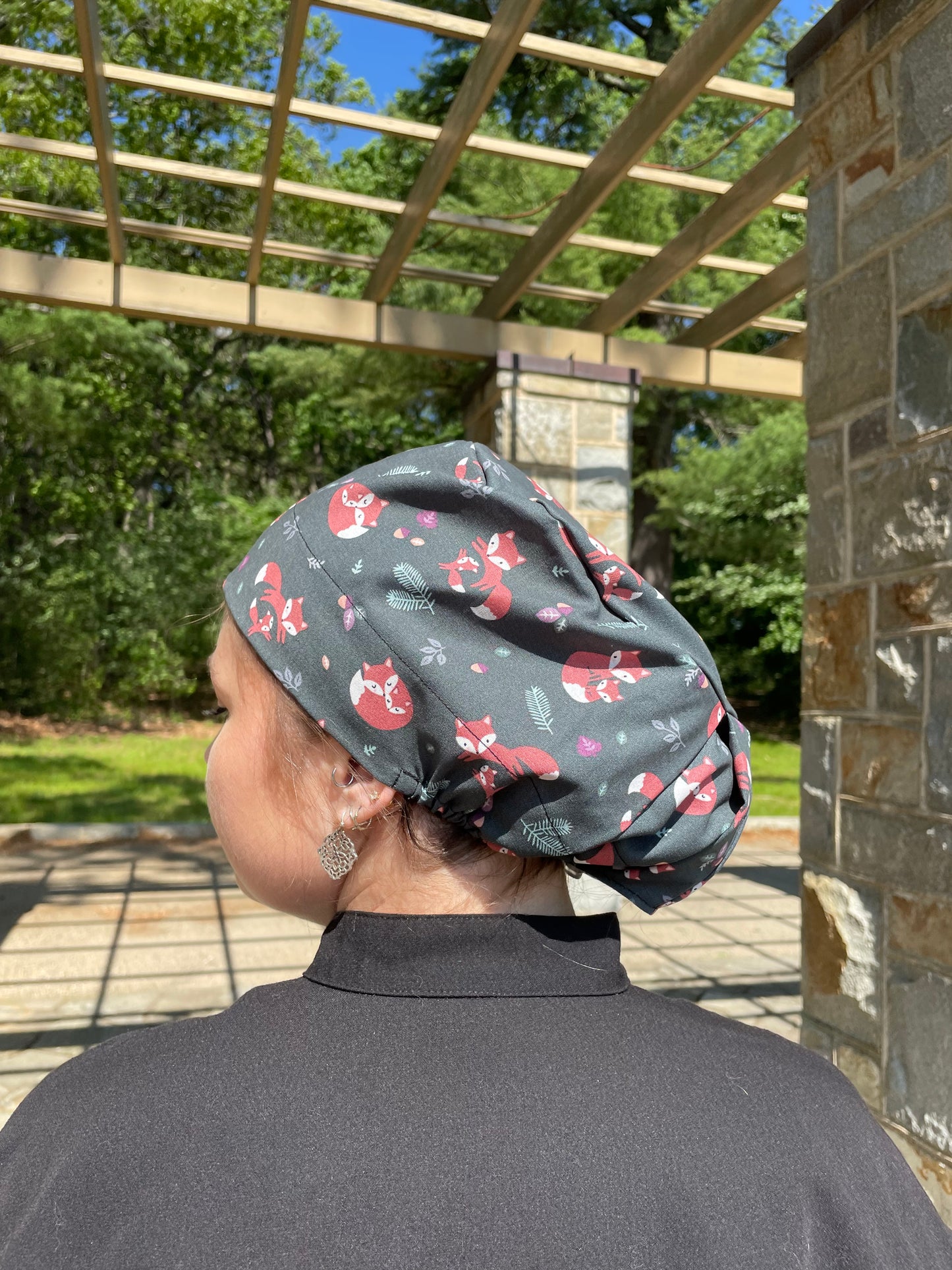 Cute Fox Scrub Cap - Satin Lining Available - Multiple Styles