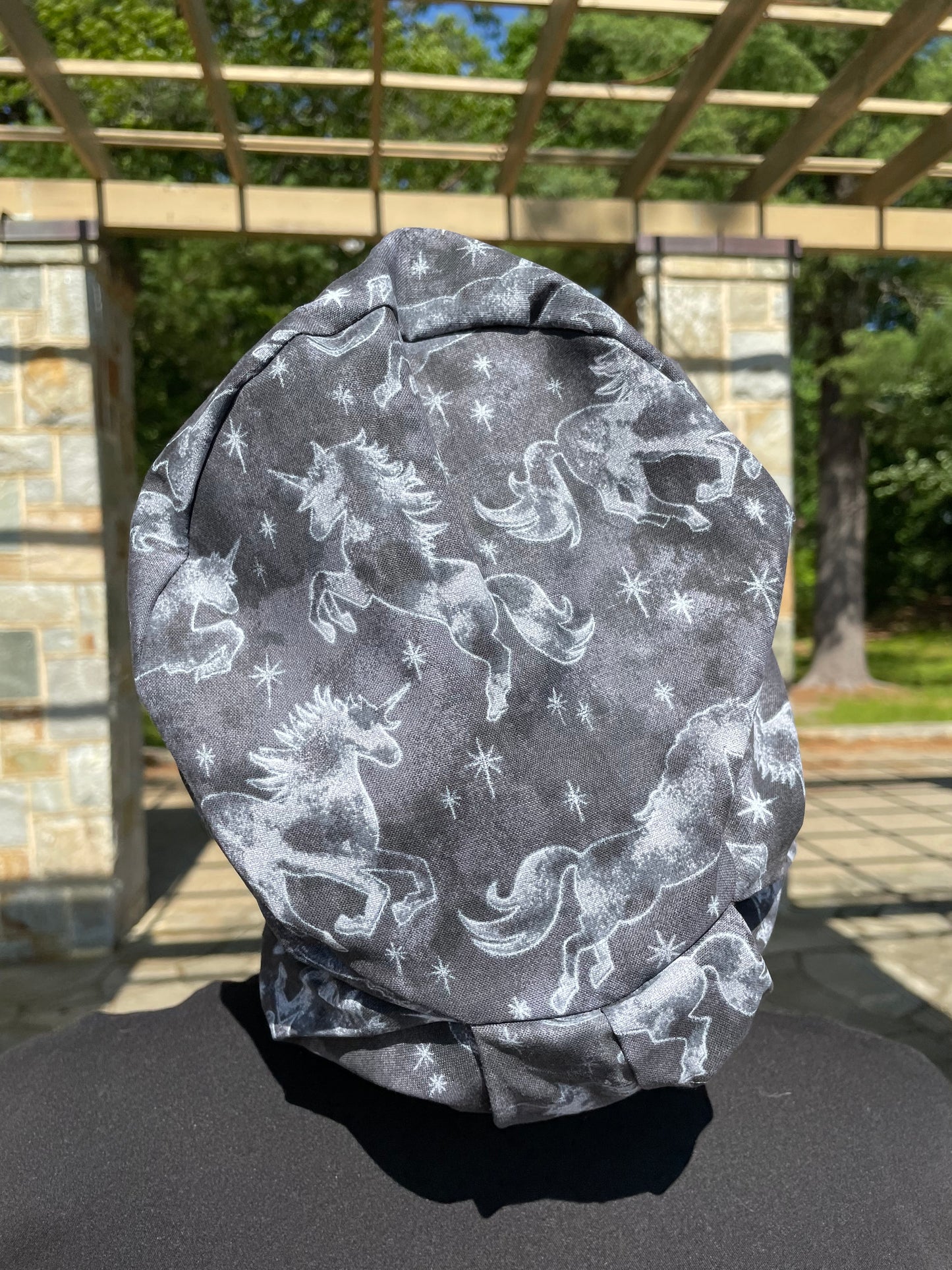 Unicorns on Black Scrub Cap - Satin Lining Available - Multiple Styles