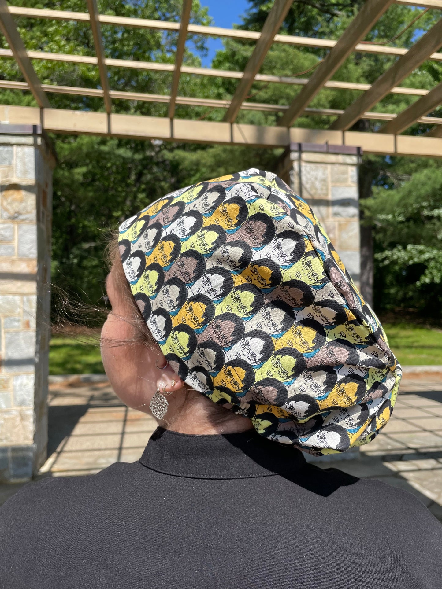 Scrub Cap in Dwight from The Office Fabric - Satin Lining Available - Multiple Styles