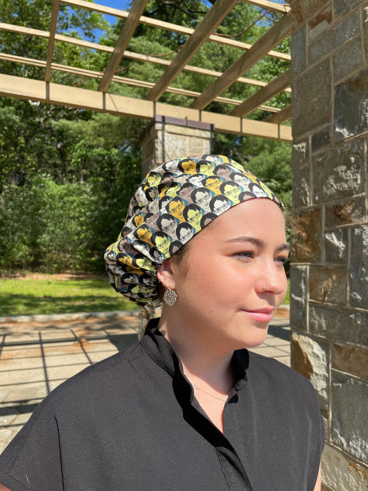 Scrub Cap in Dwight from The Office Fabric - Satin Lining Available - Multiple Styles