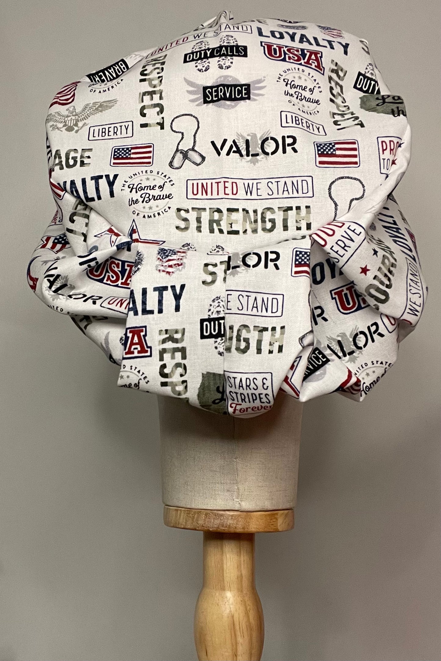 Patriotic Military Scrub Cap - Satin Lining Available - Multiple Styles